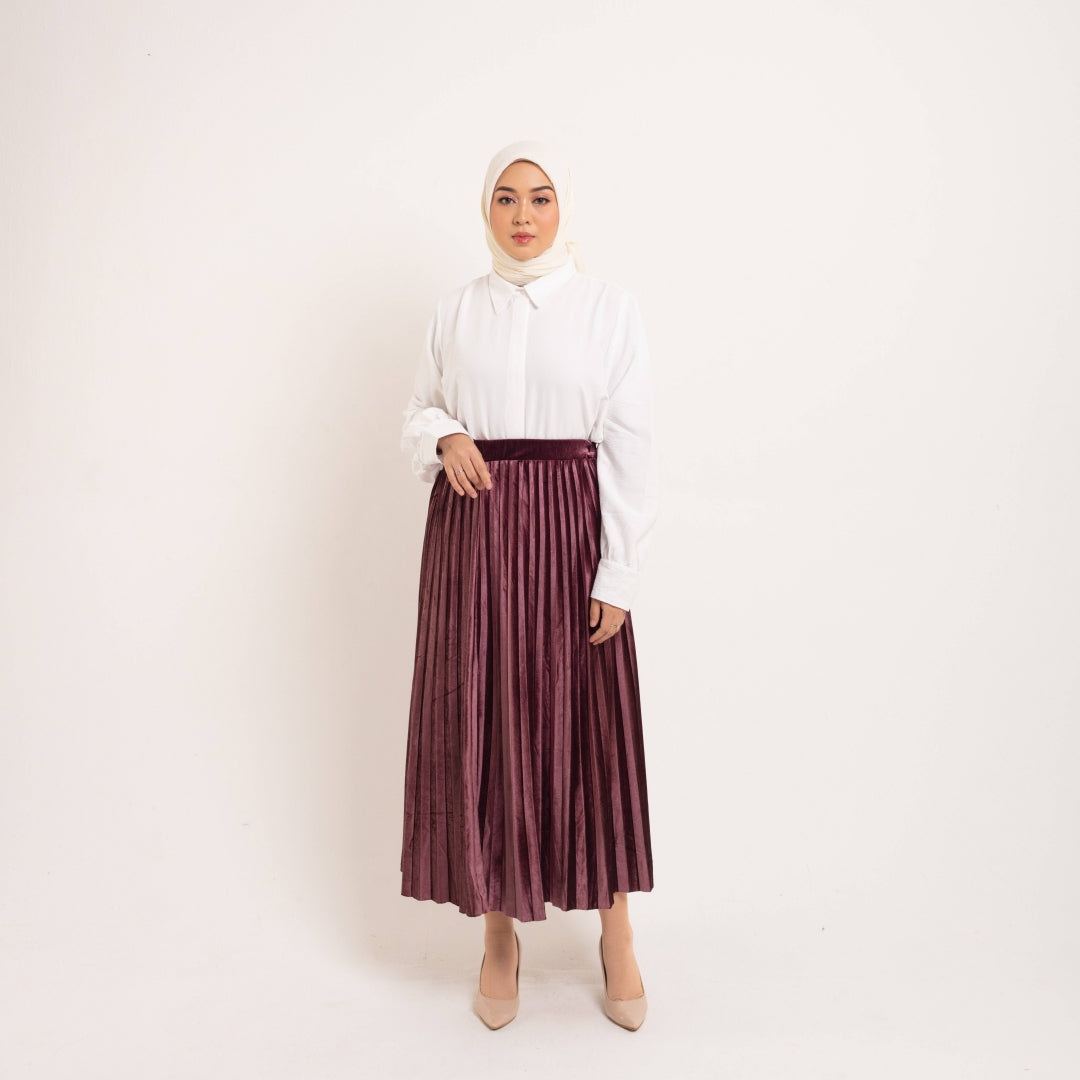 Elzatta Celana Rok Plisket Pleats Corduroy