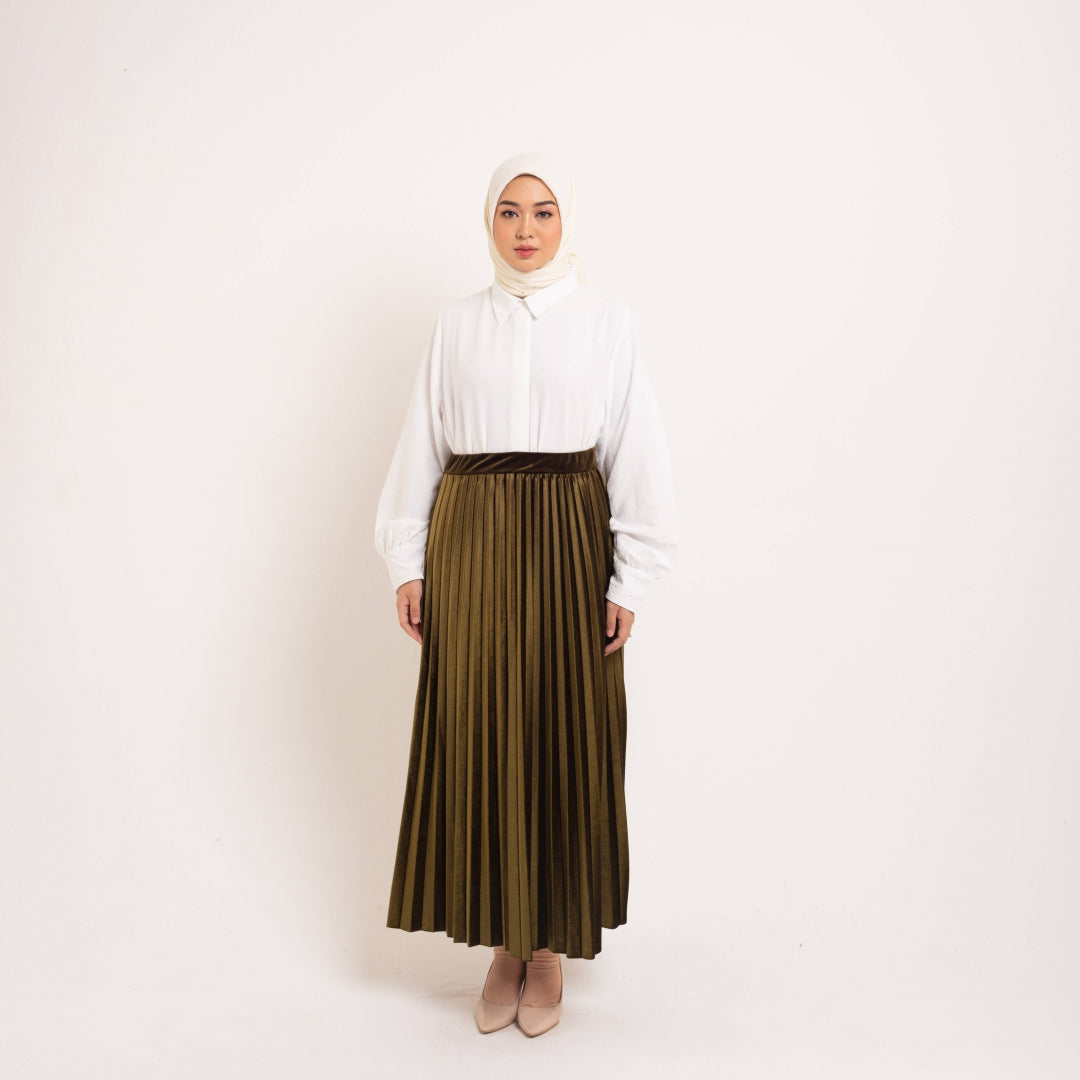 Elzatta Celana Rok Plisket Pleats Corduroy