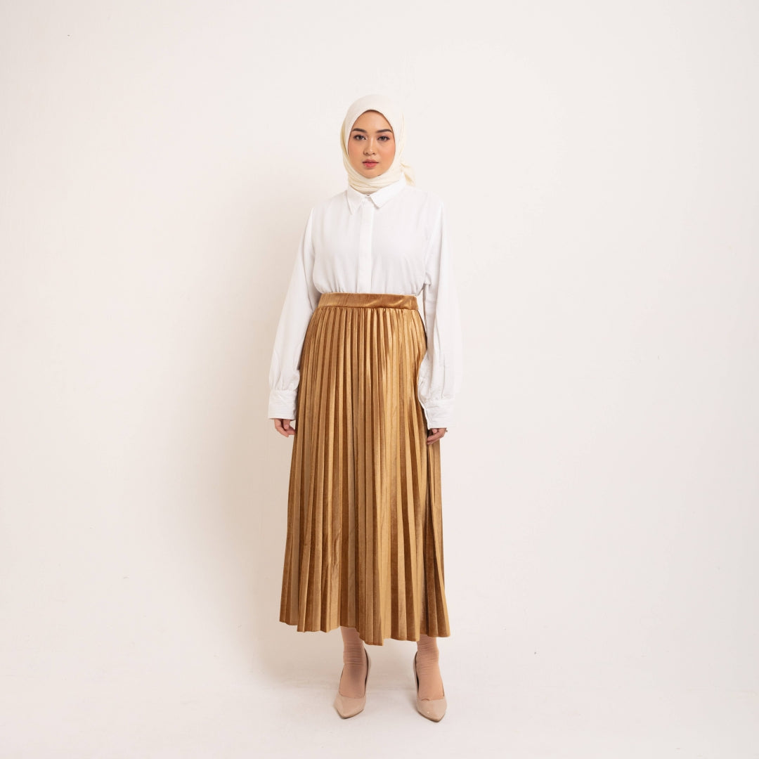 Elzatta Celana Rok Plisket Pleats Corduroy