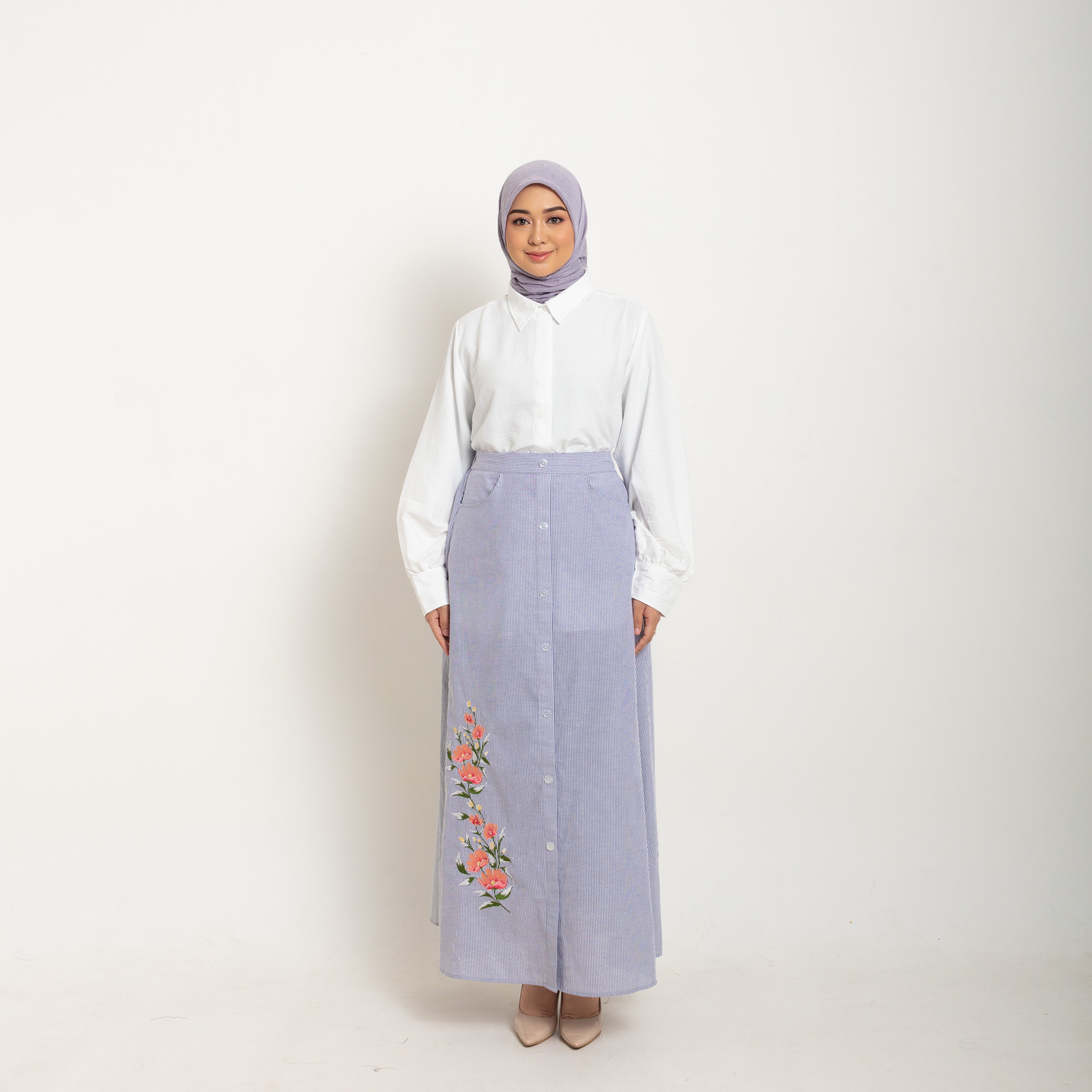 Elzatta Rok Stripe Kancing