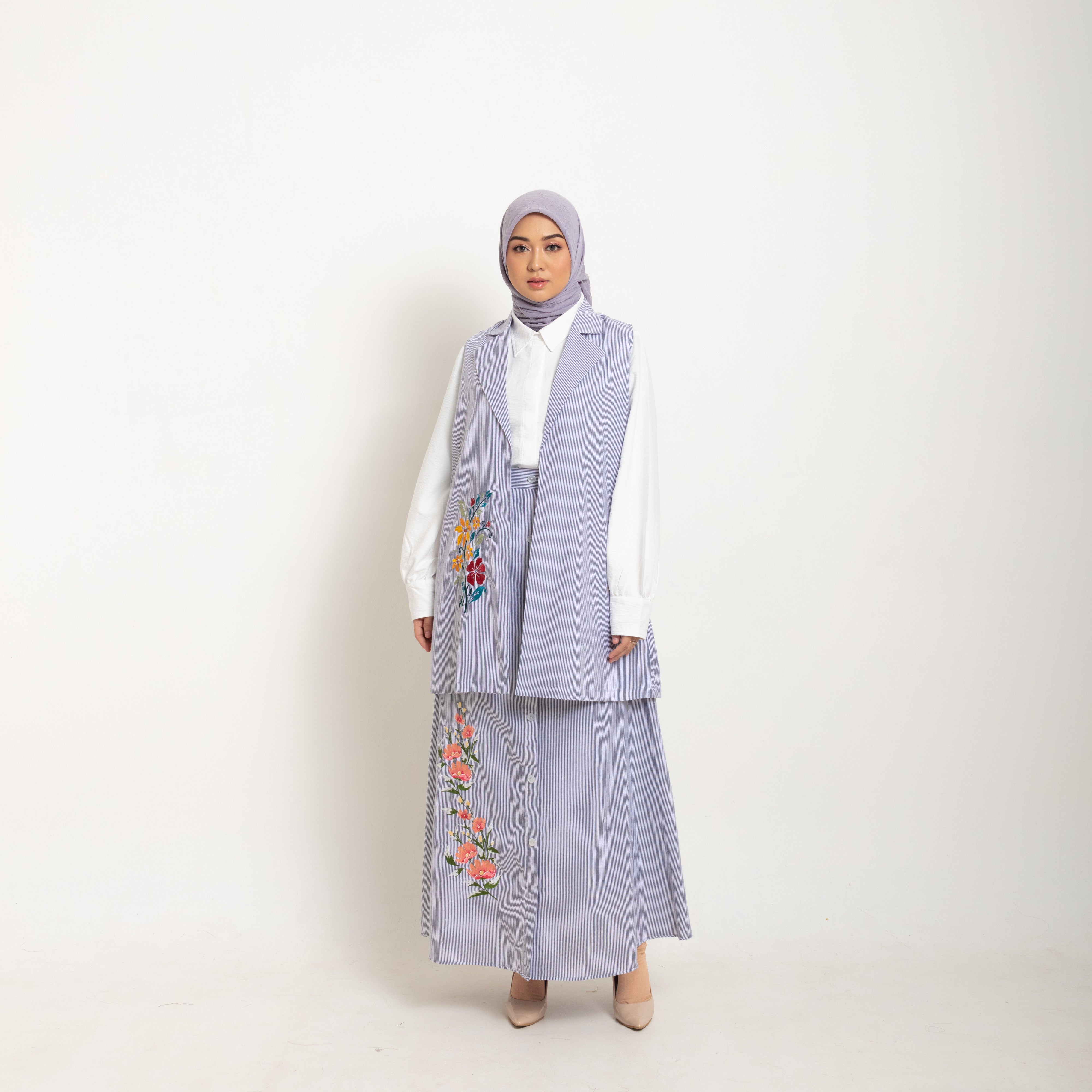 Elzatta Outer Vest Blazer Stripe Embroidary