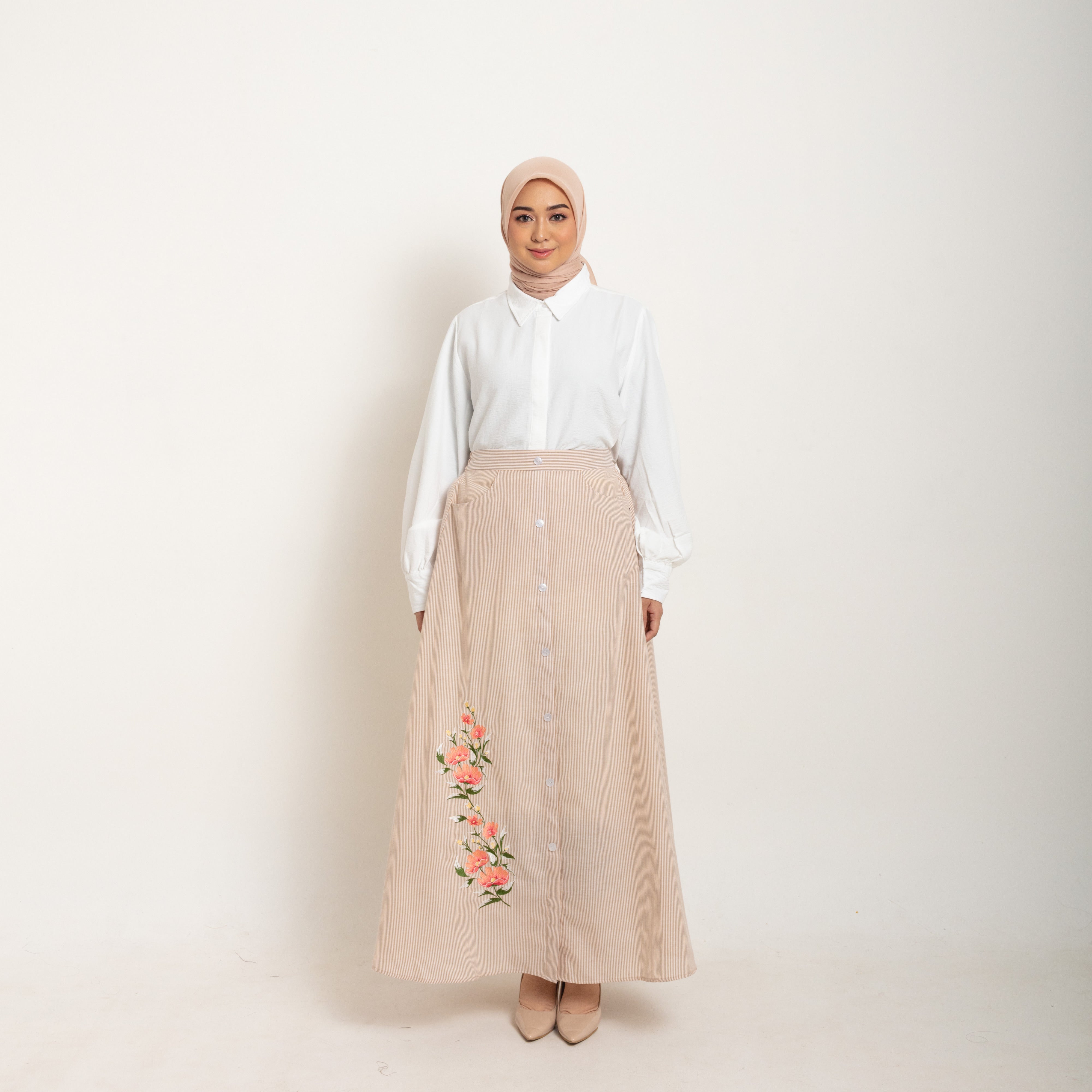 Elzatta Rok Stripe Kancing