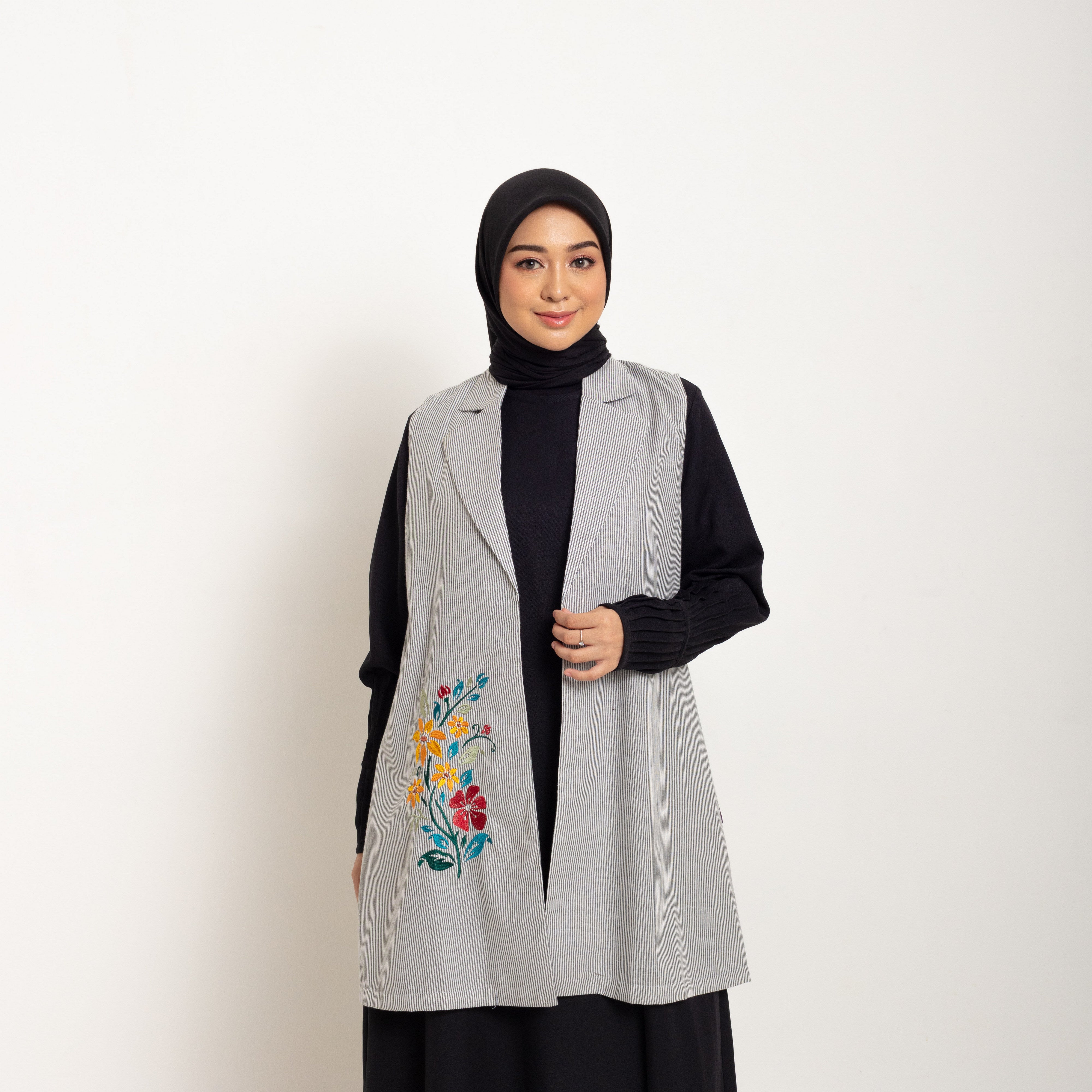 Elzatta Outer Vest Blazer Stripe Embroidary