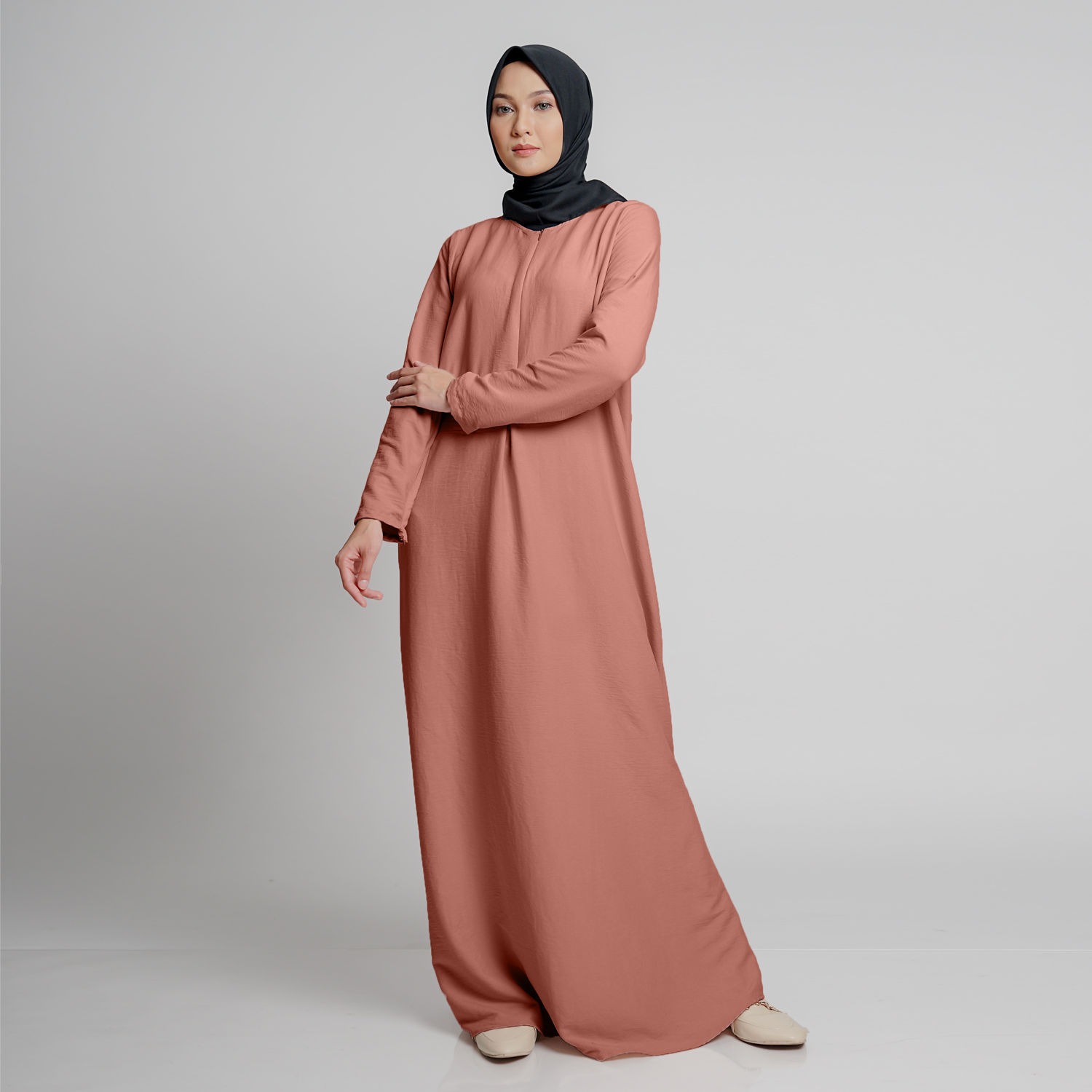 Elzatta Basic Gamis Airflow - Dusty Pink