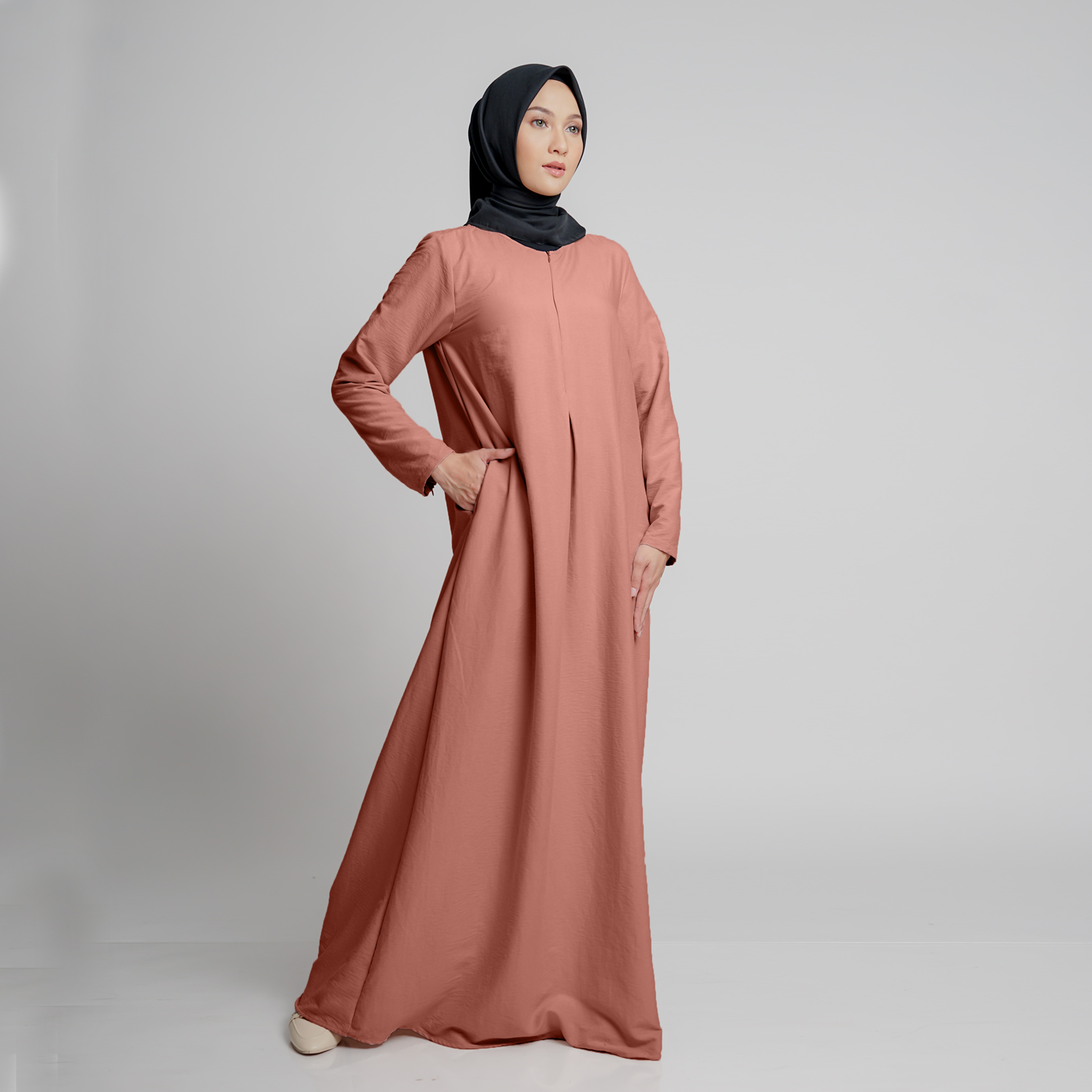 Elzatta Basic Gamis Airflow - Dusty Pink