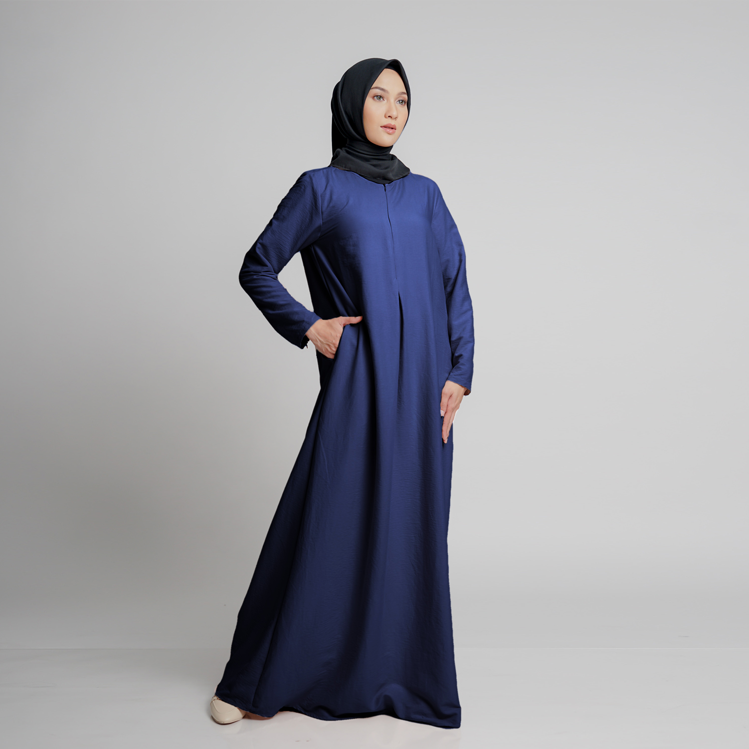 Elzatta Basic Gamis Airflow - Navy