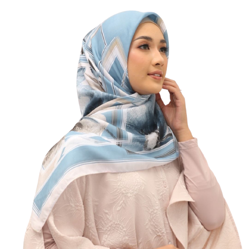 Elzatta Scarf Segi Empat Kanara Mirza - Biru