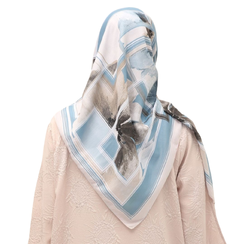 Elzatta Scarf Segi Empat Kanara Mirza - Biru