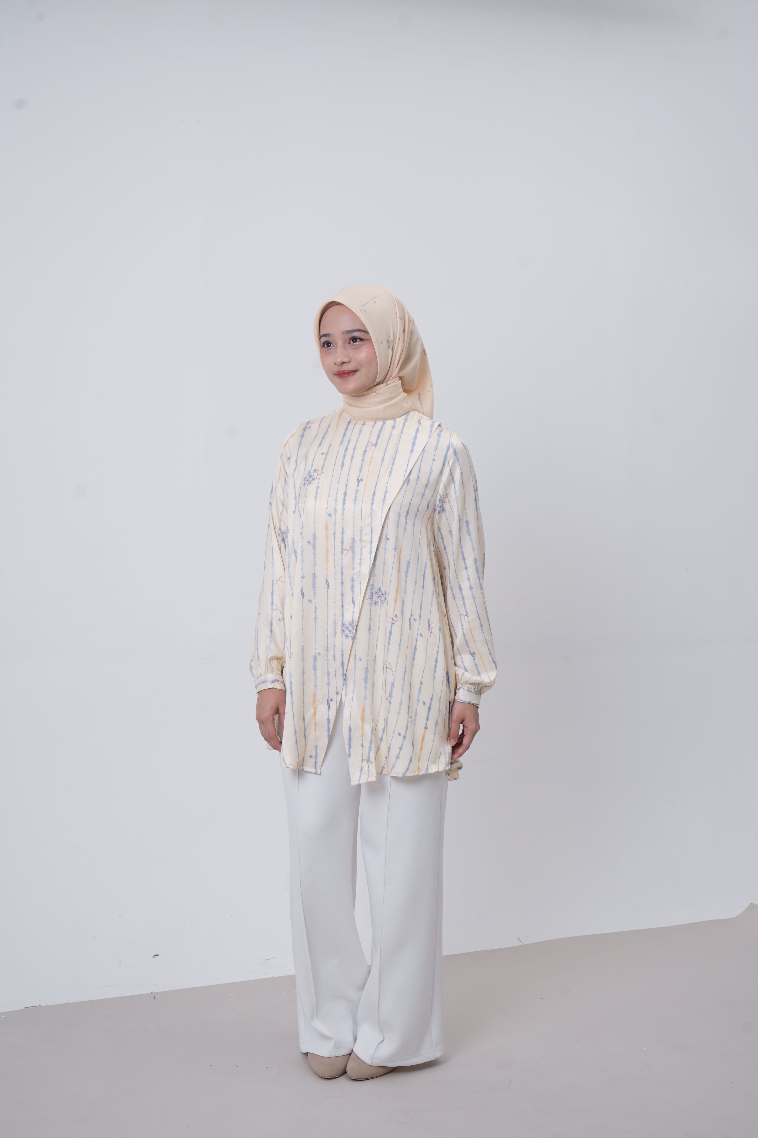 TUNIK ASIMETRIS SAFFRON SPLATTER