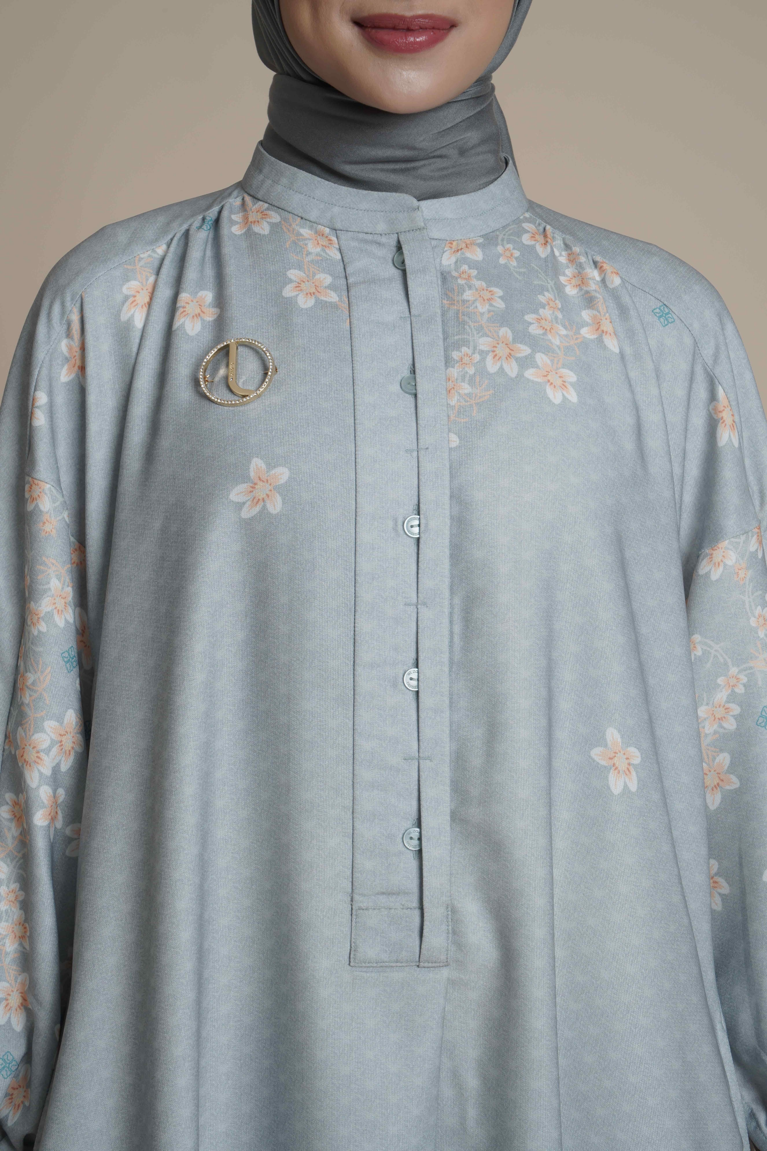 Gamis Lipit Miryam - Silver Green