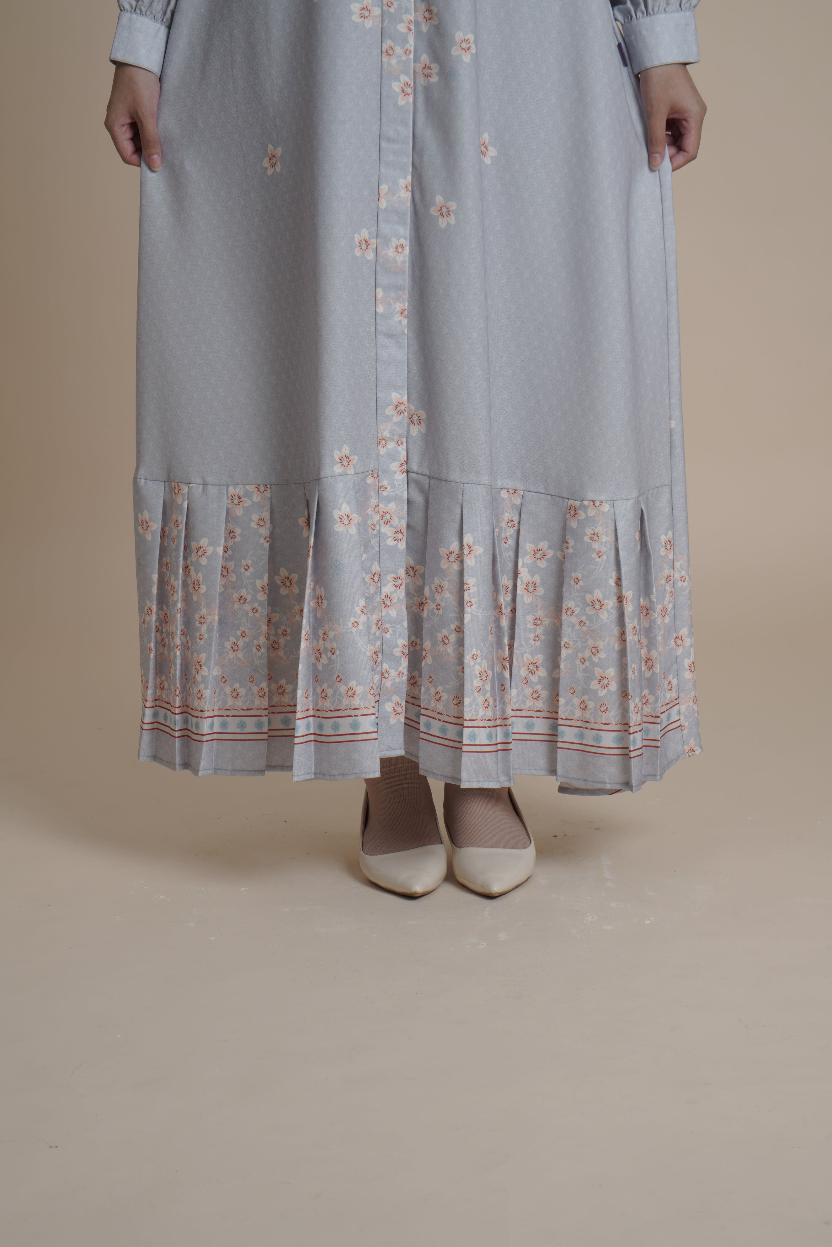 Gamis Lipit Miryam - Silver Green