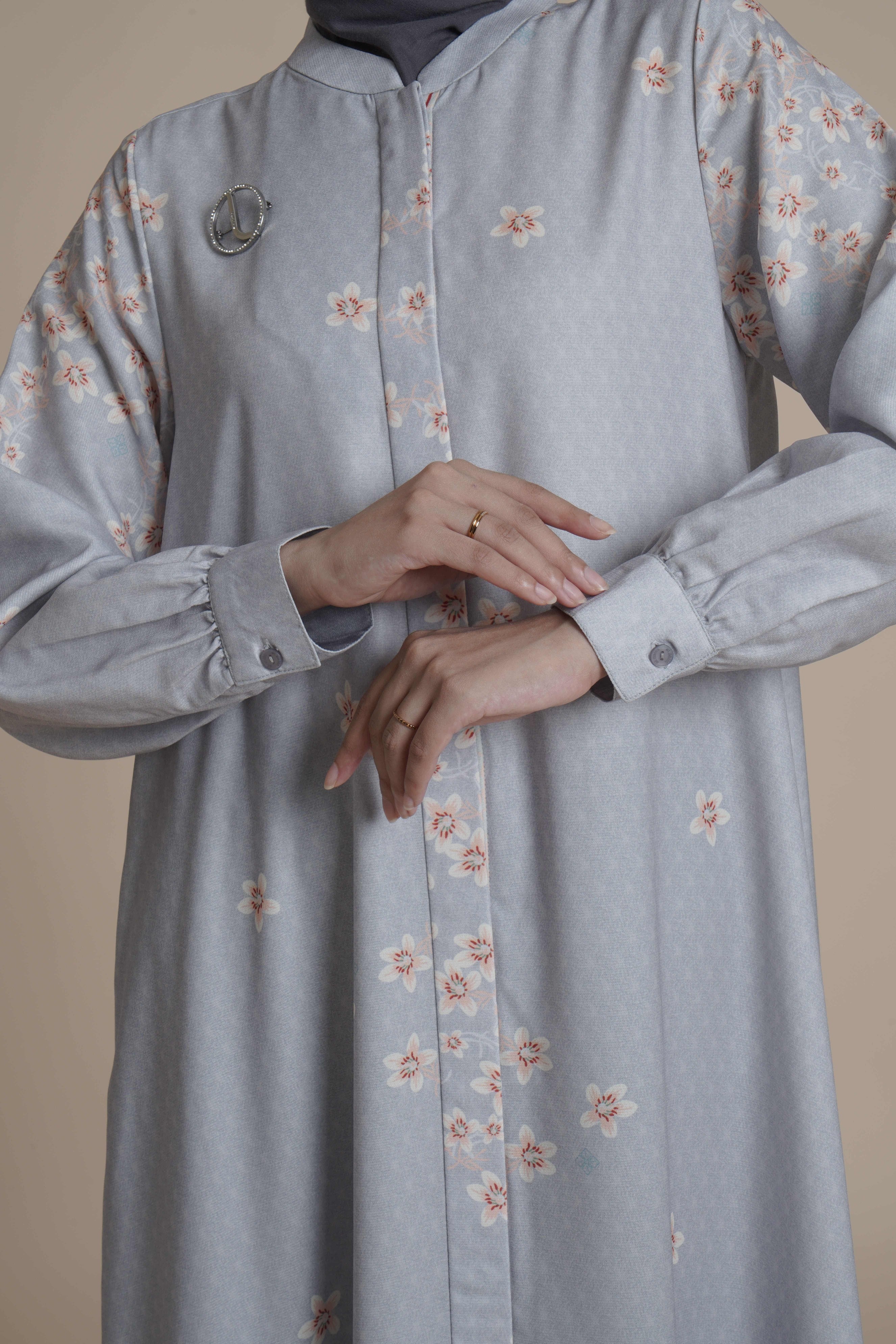 Gamis Lipit Miryam - Silver Green