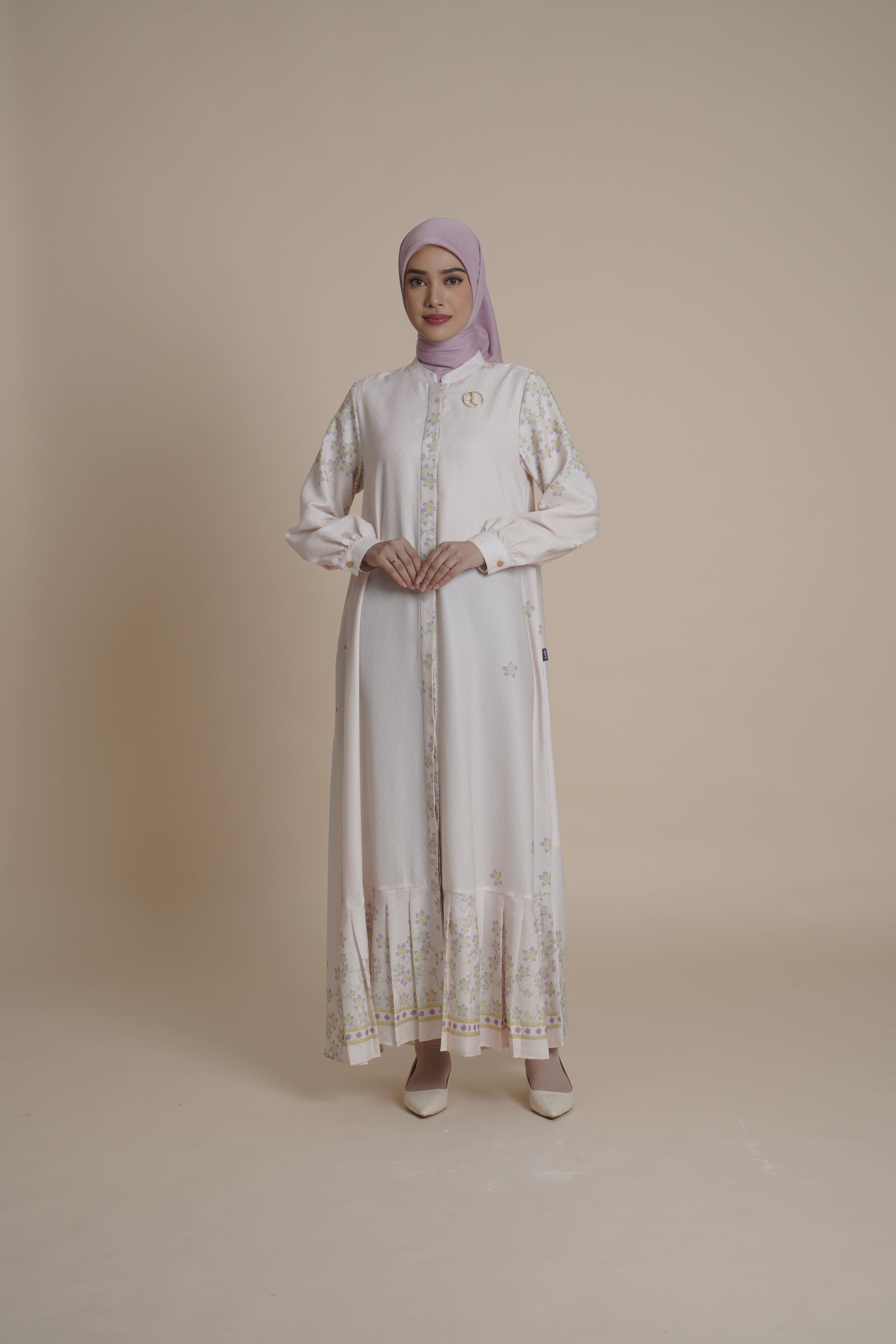 Gamis Lipit Miryam - Silver Green