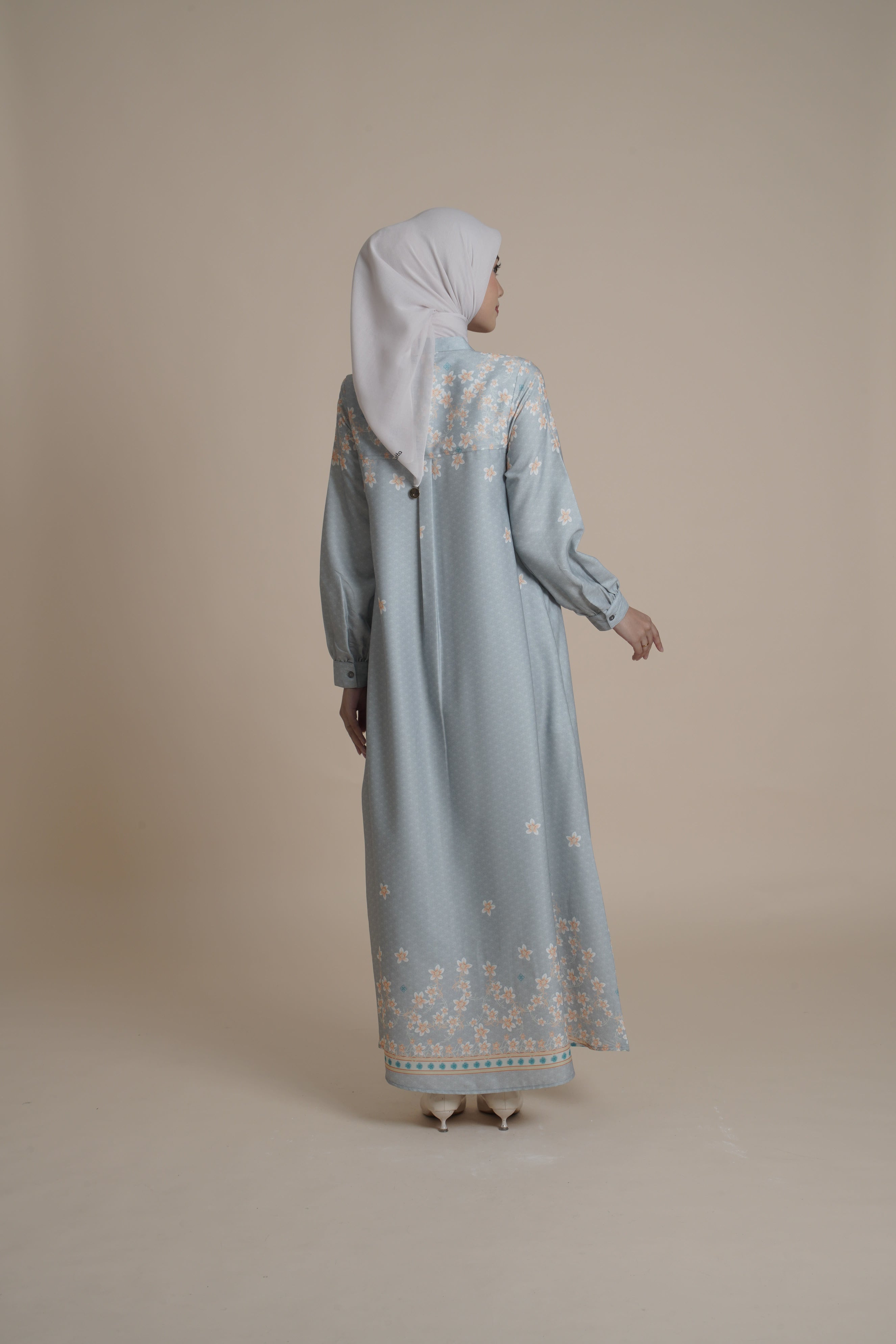 Gamis Lipit Miryam - Silver Green