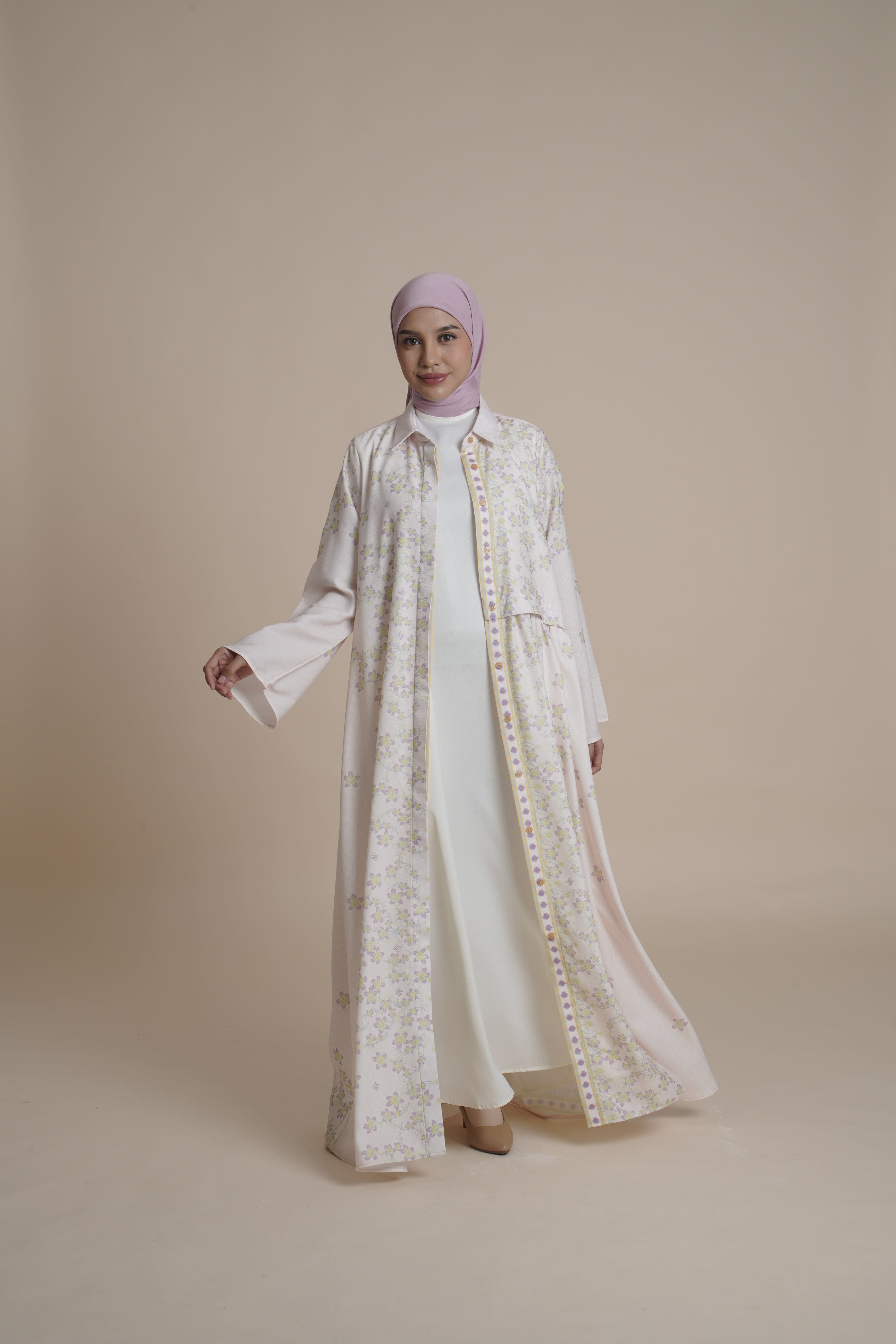 Gamis Kerut Miryam - Cream