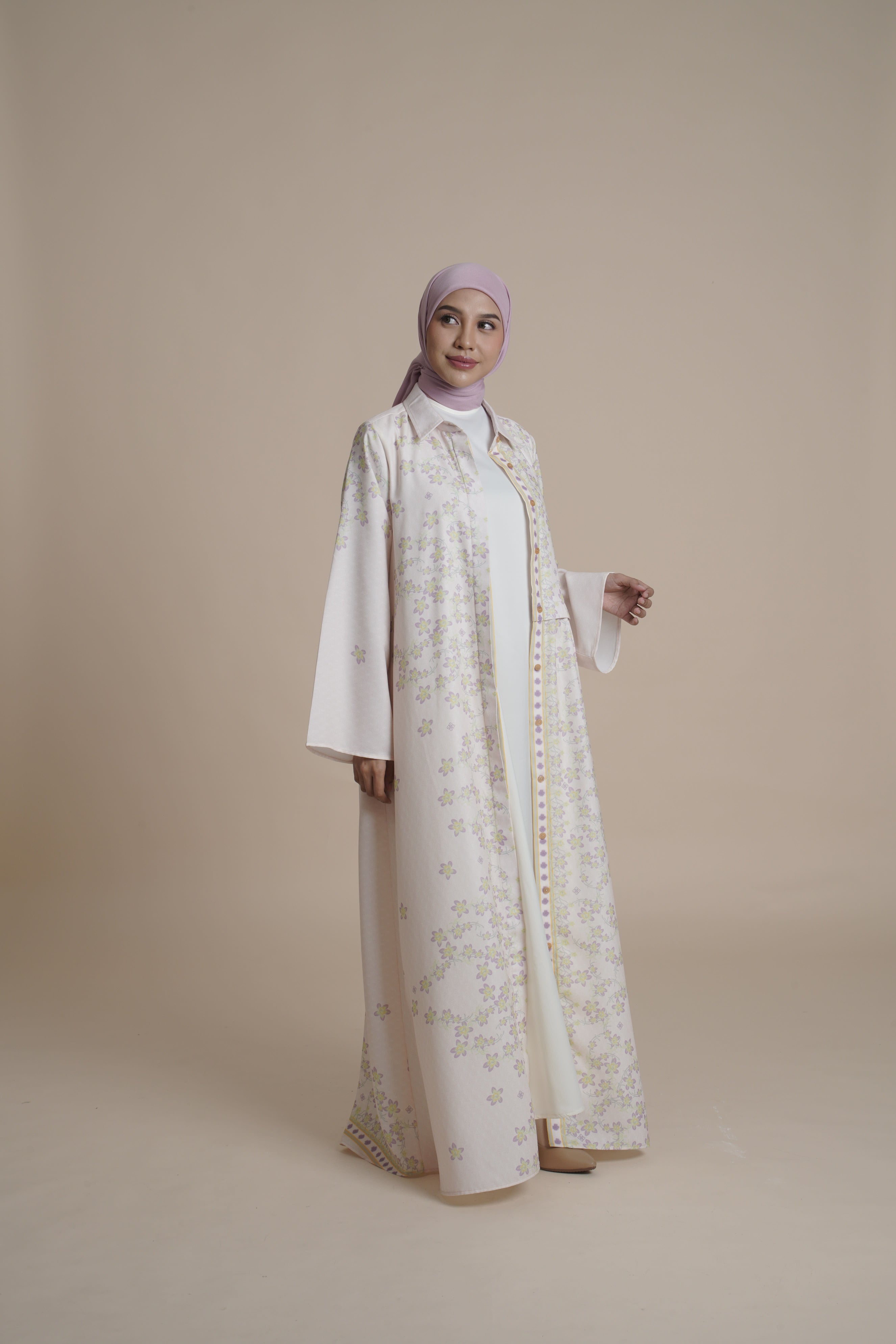 Gamis Kerut Miryam - Cream