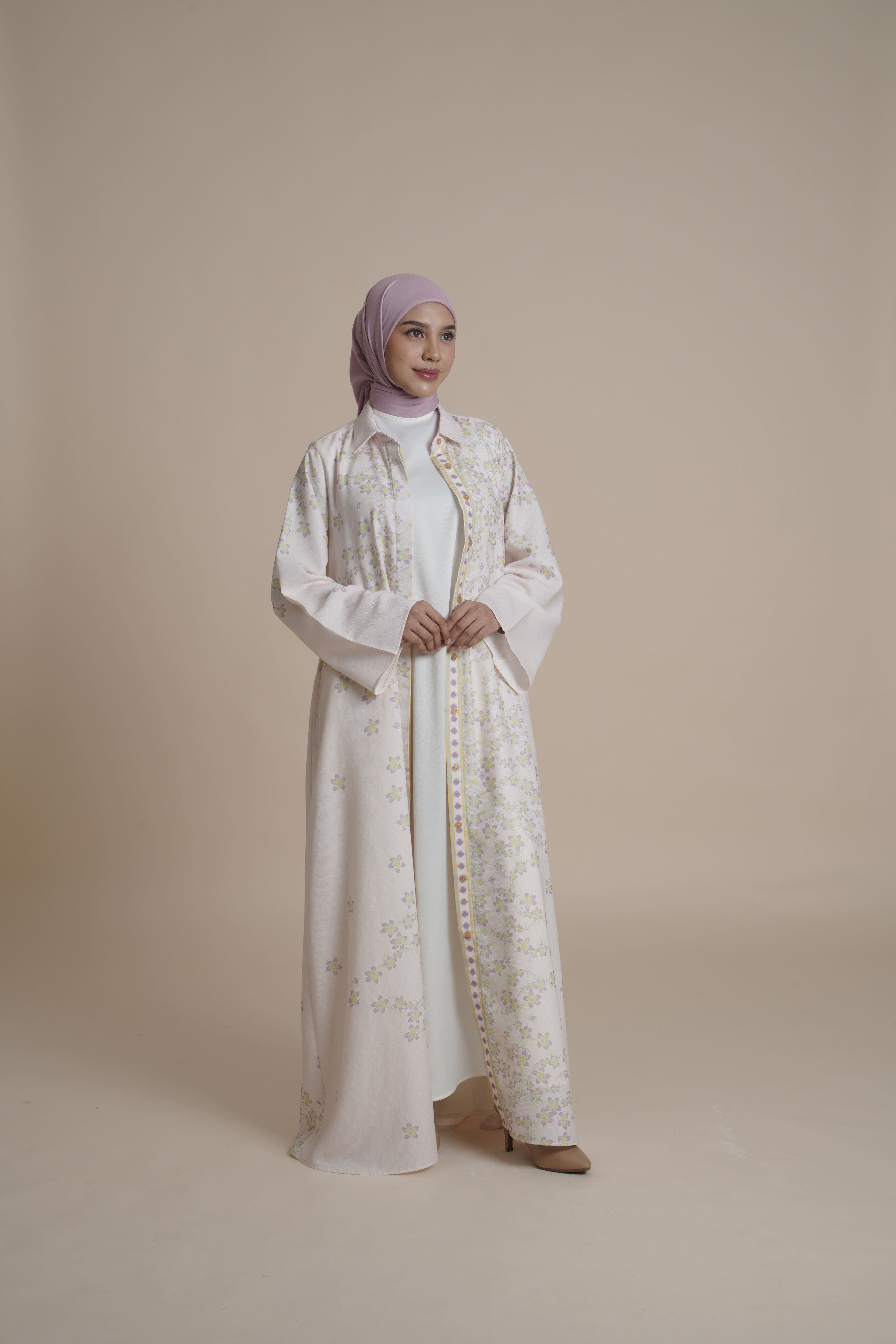Gamis Kerut Miryam - Cream