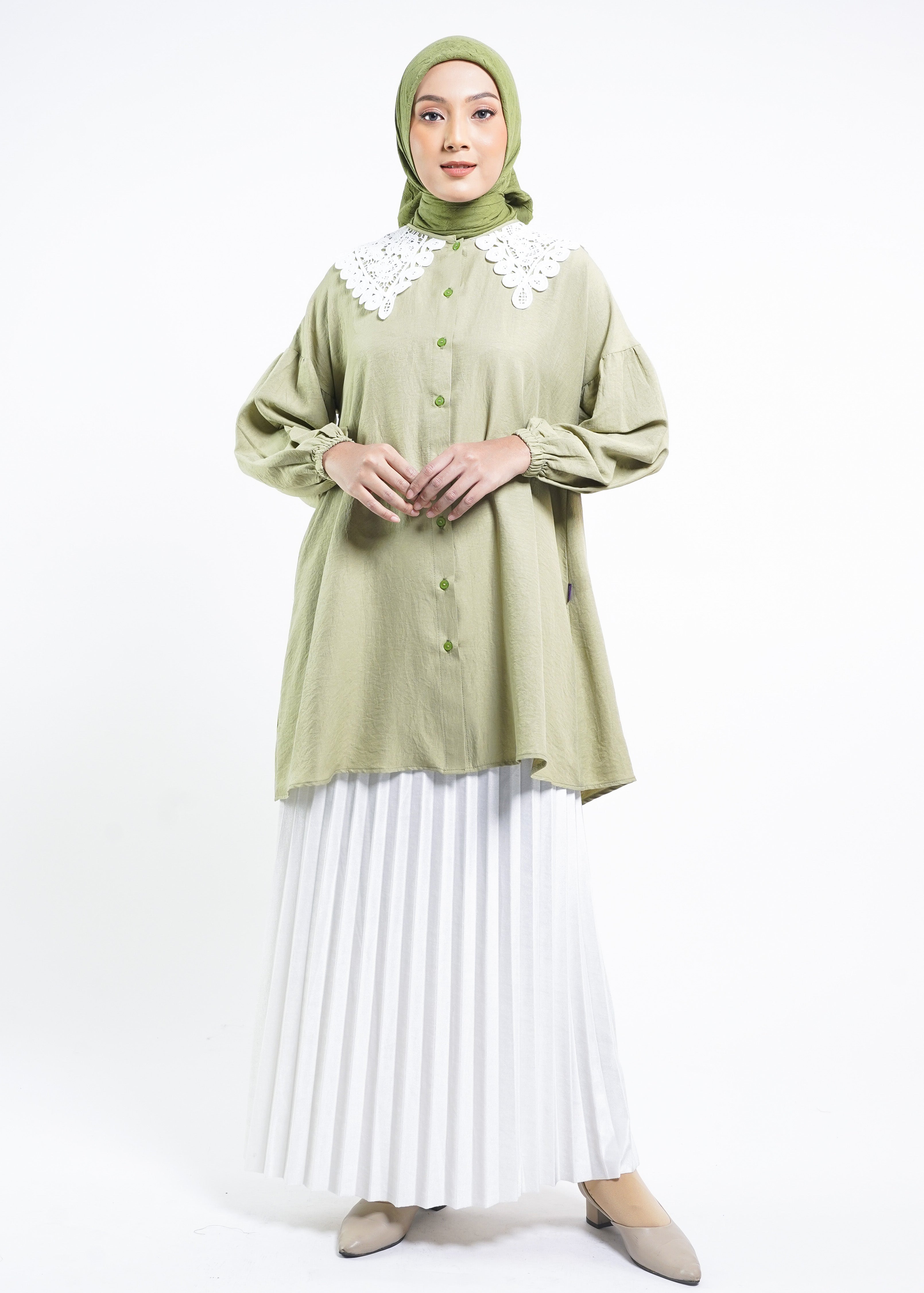 Tunik Crinkle Renda Al-Bukhari