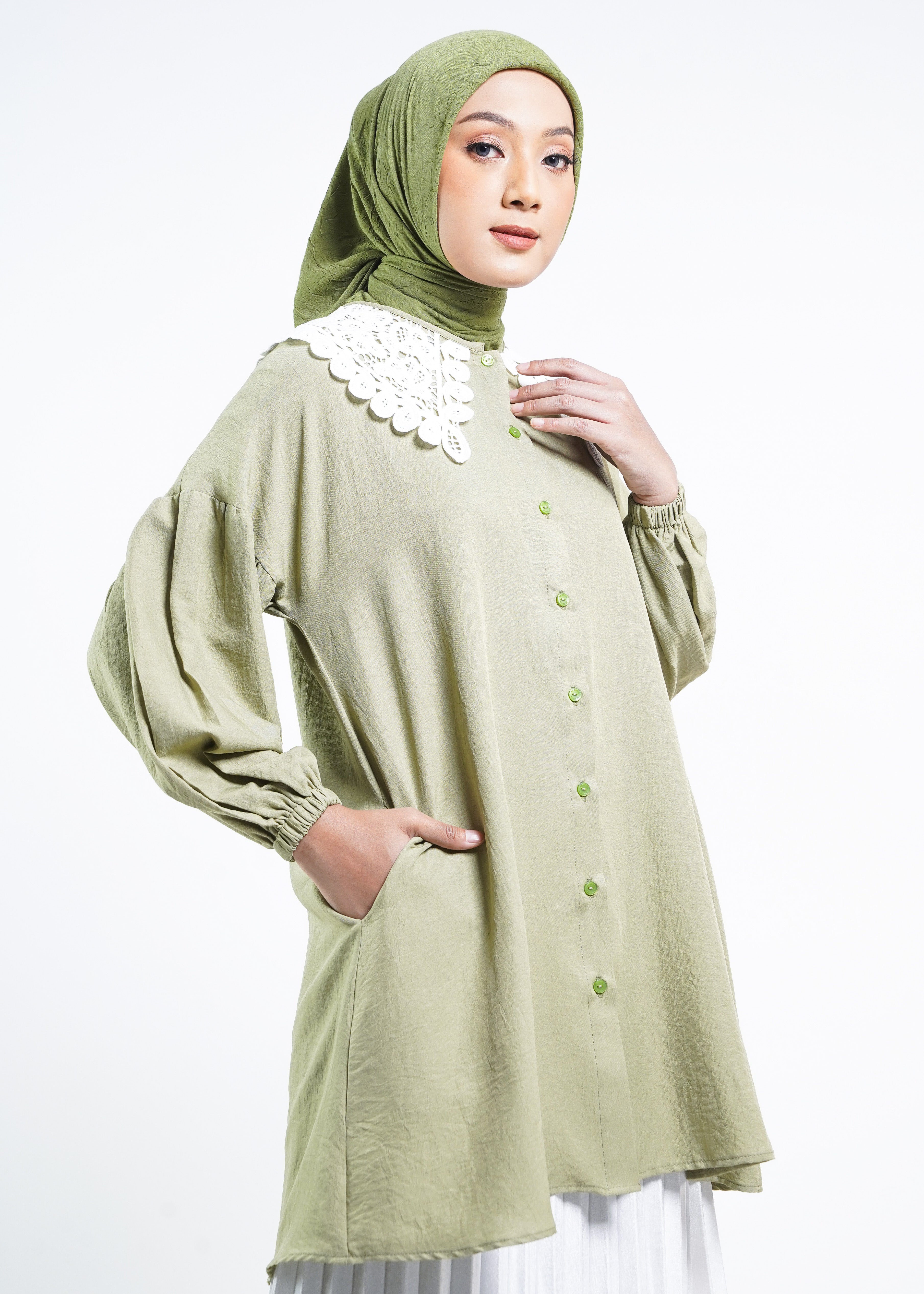 Tunik Crinkle Renda Al-Bukhari