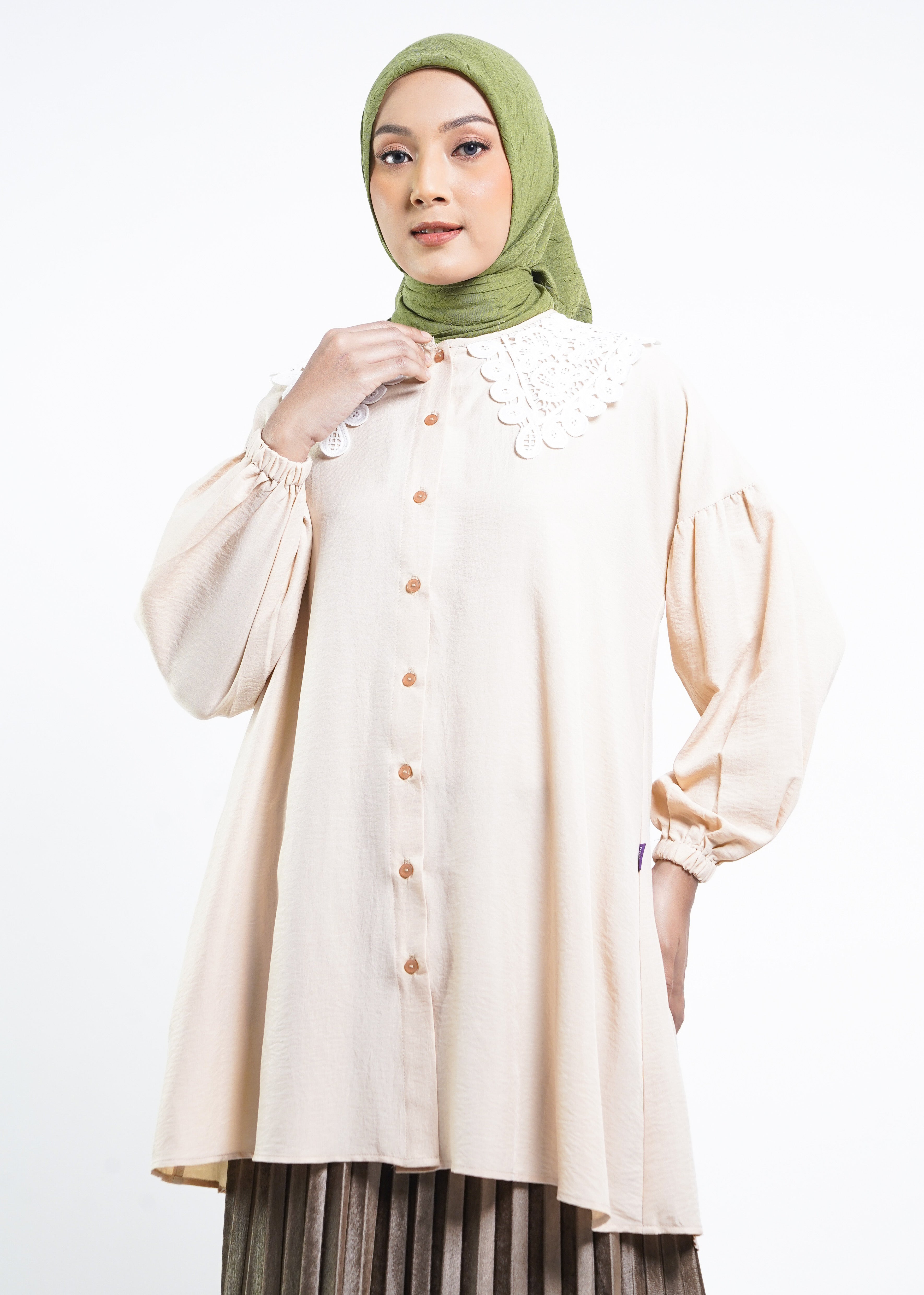 Tunik Crinkle Renda Al-Bukhari