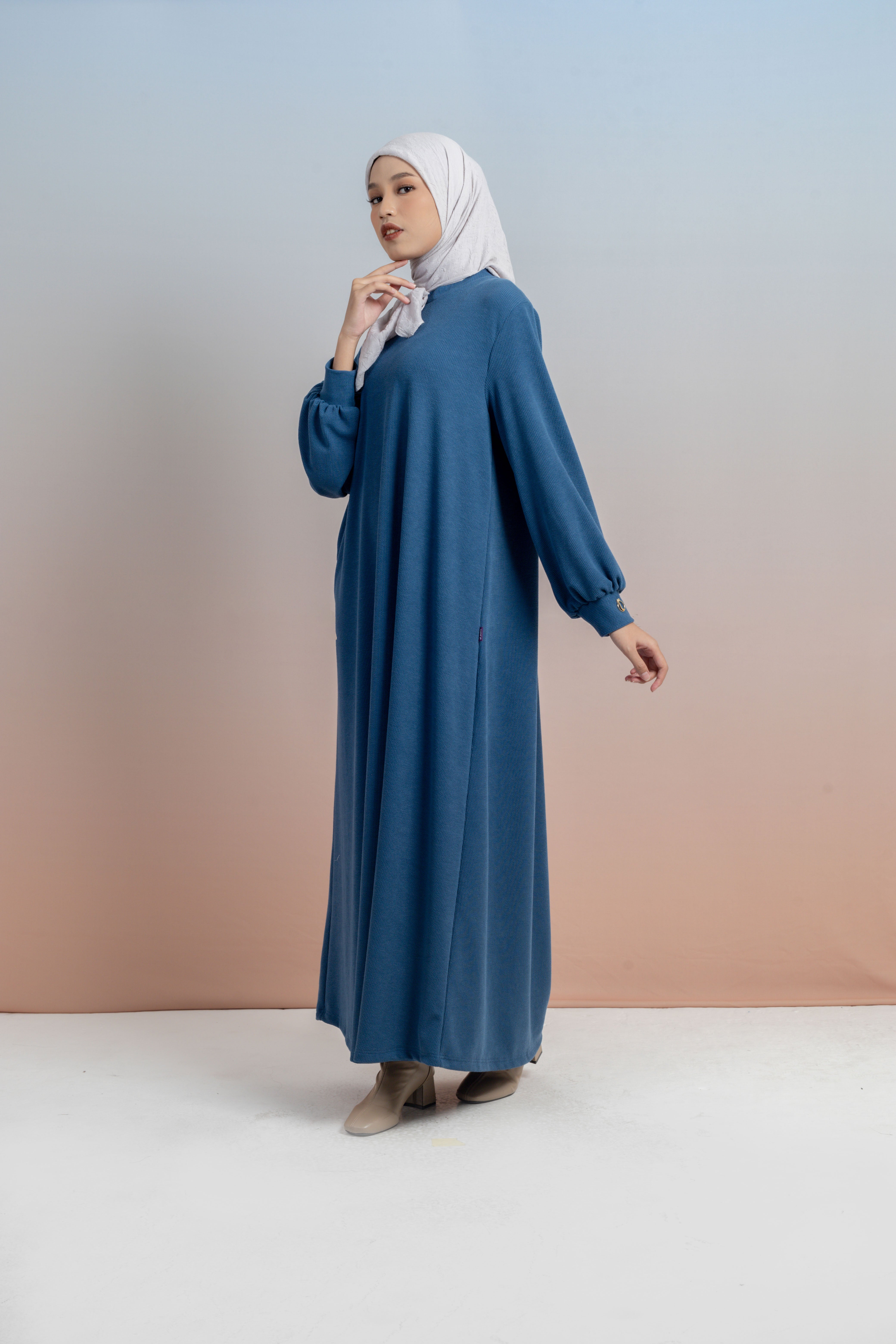 GAMIS KNIT LENGAN BALON PLAT