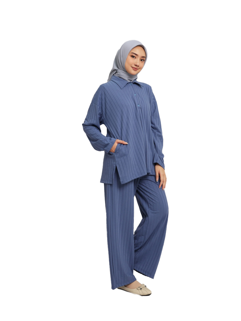 Elzatta Stelan One Set Knitt Stripe - Denim