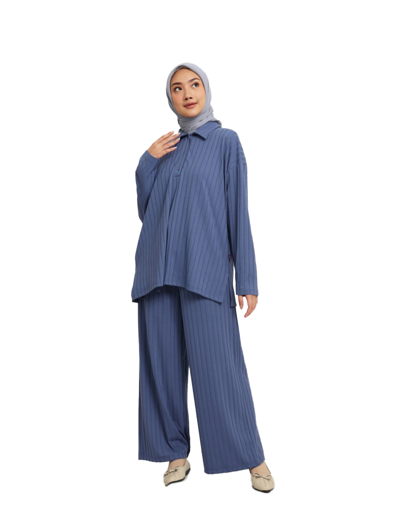 Elzatta Stelan One Set Knitt Stripe - Denim