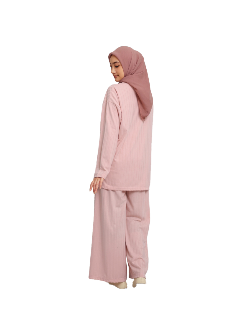 Elzatta Stelan One Set Knitt Stripe - Pink