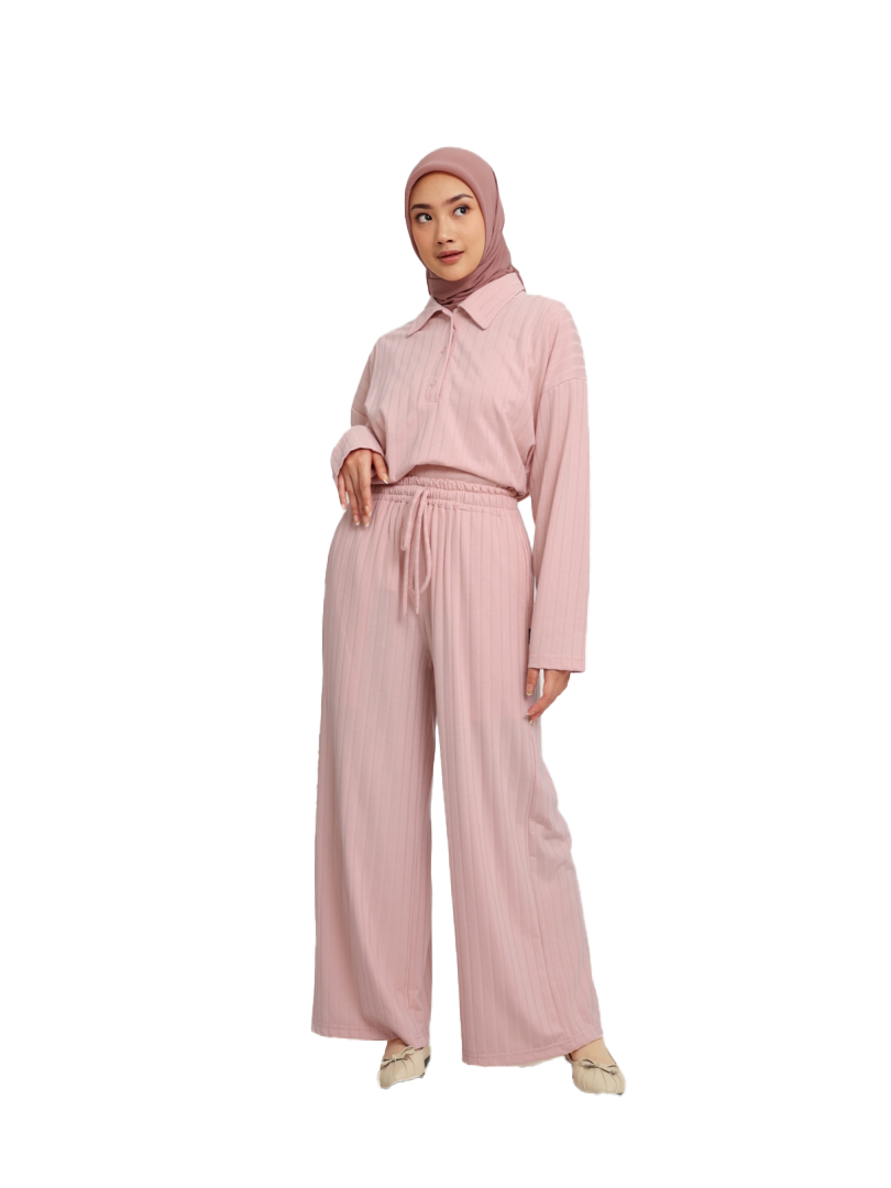 Elzatta Stelan One Set Knitt Stripe - Pink