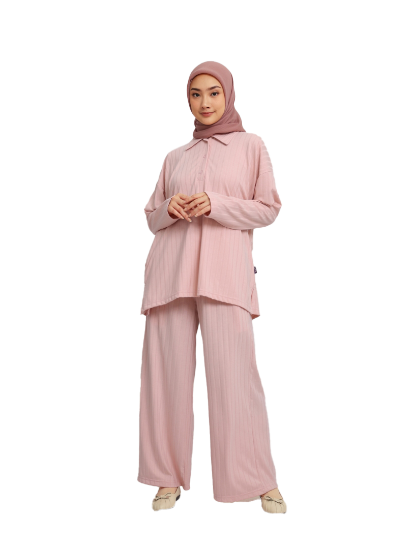 Elzatta Stelan One Set Knitt Stripe - Pink