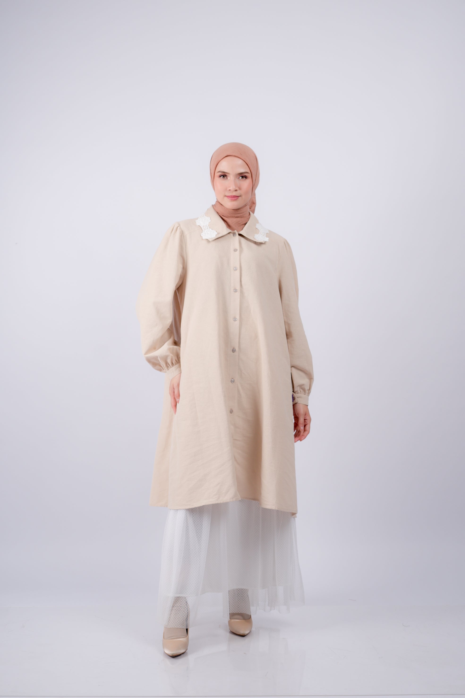 Long Tunik Linen Renda Al-Bukhari