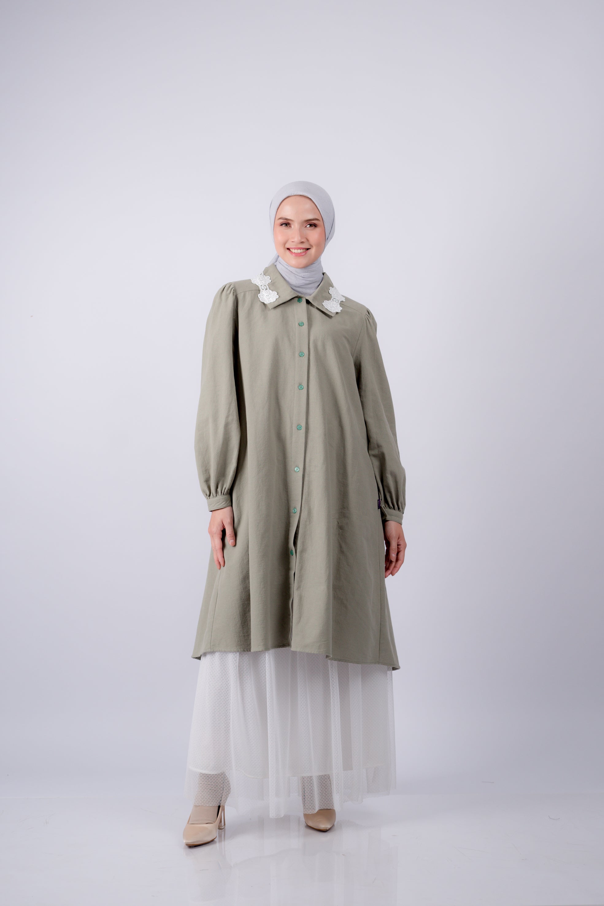 Long Tunik Linen Renda Al-Bukhari