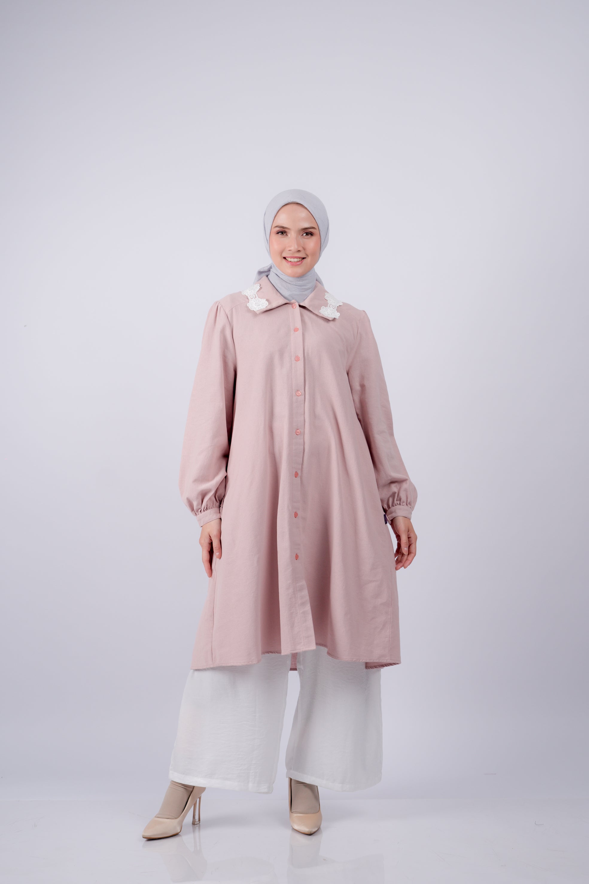 Long Tunik Linen Renda Al-Bukhari