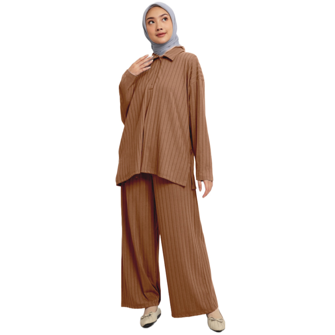 Elzatta Stelan One Set Knitt Stripe - Mocca