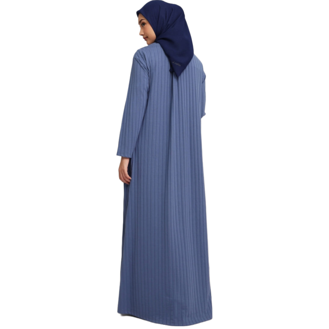 Elzatta Gamis Knitt Stripe - Biru Denim