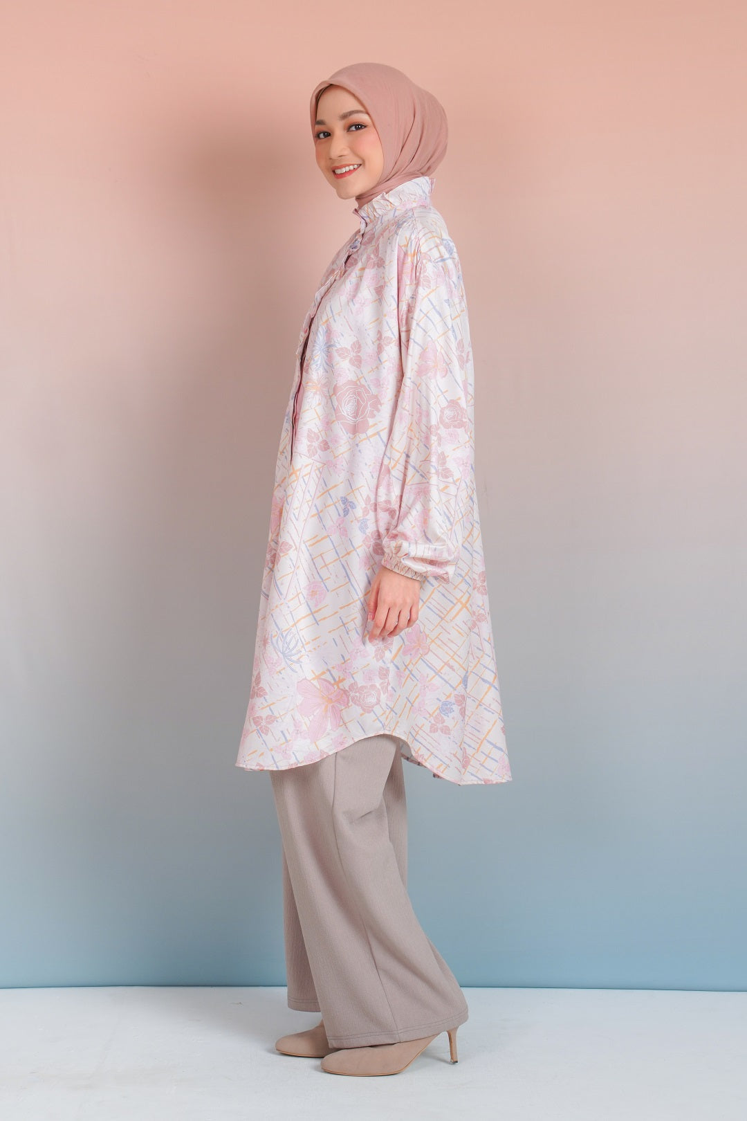 LONG TUNIK RUFFLES SAFFRON GEO