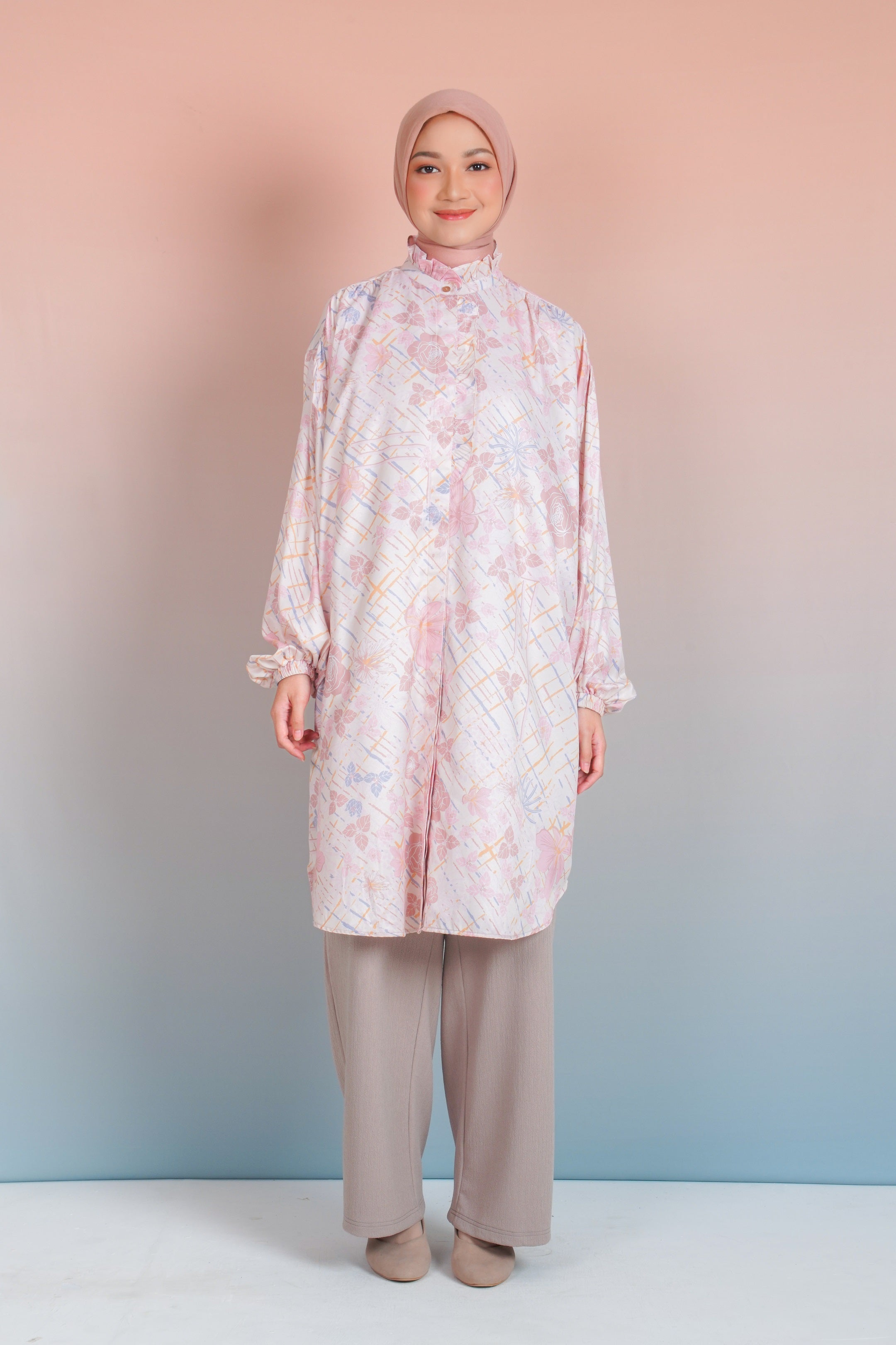 LONG TUNIK RUFFLES SAFFRON GEO
