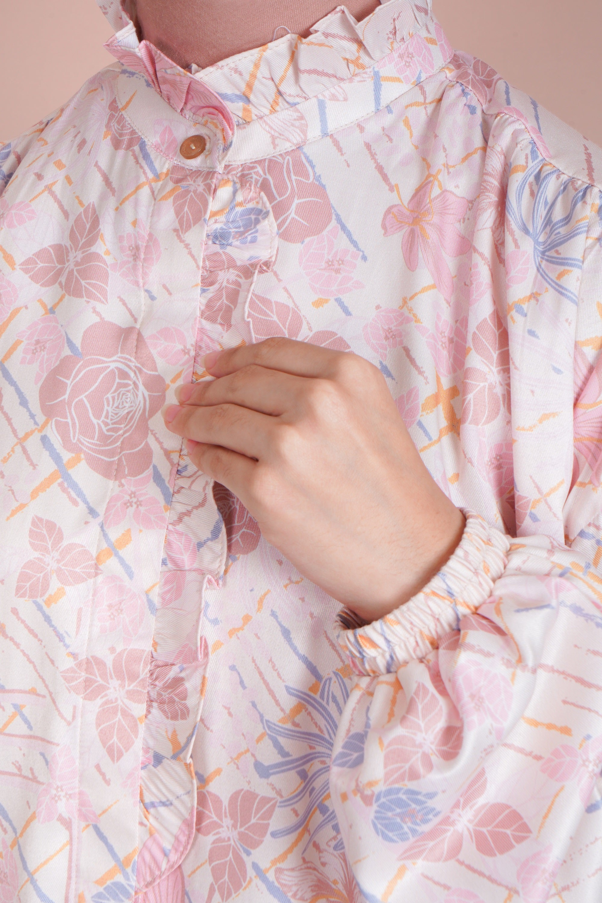 LONG TUNIK RUFFLES SAFFRON GEO
