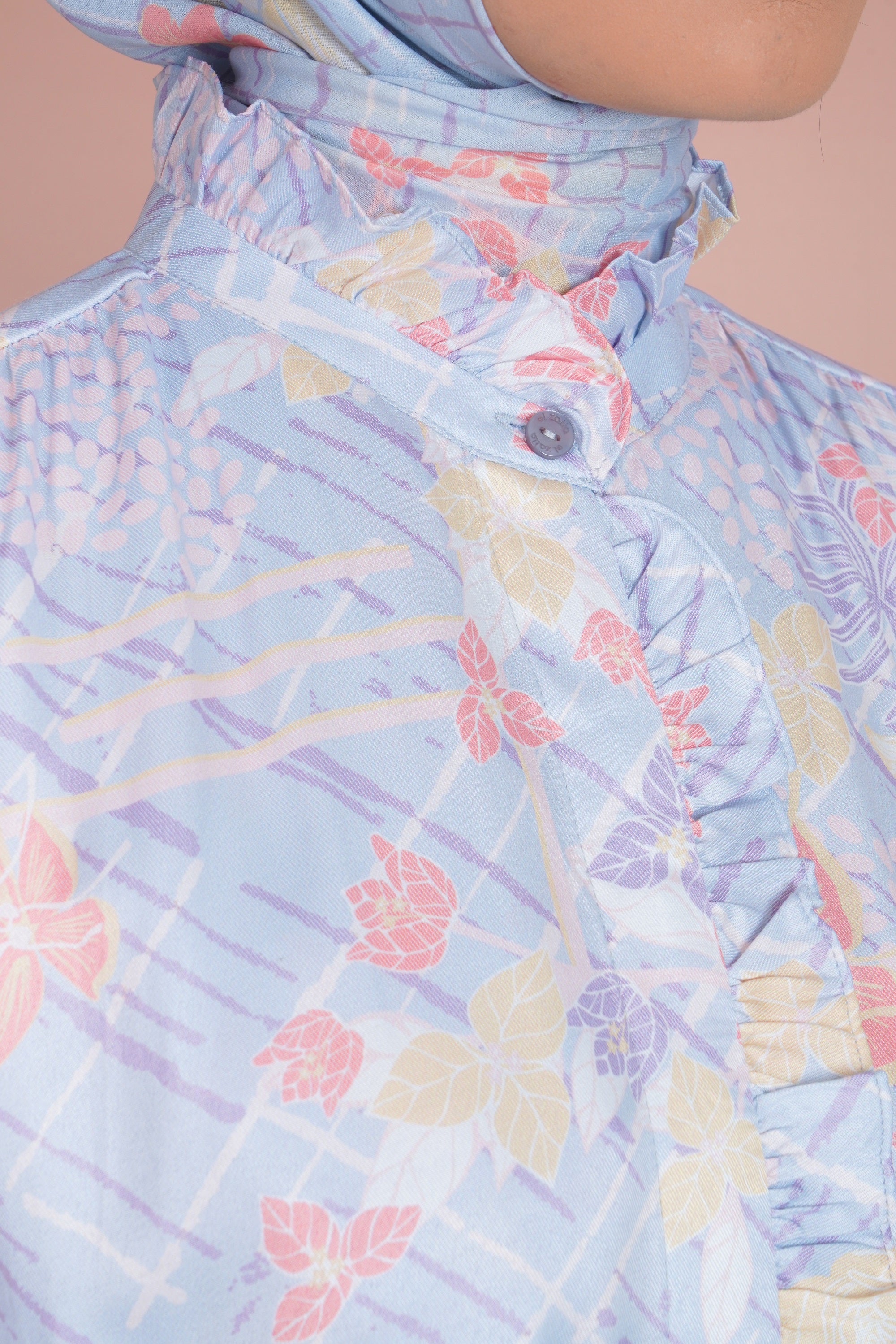 LONG TUNIK RUFFLES SAFFRON GEO