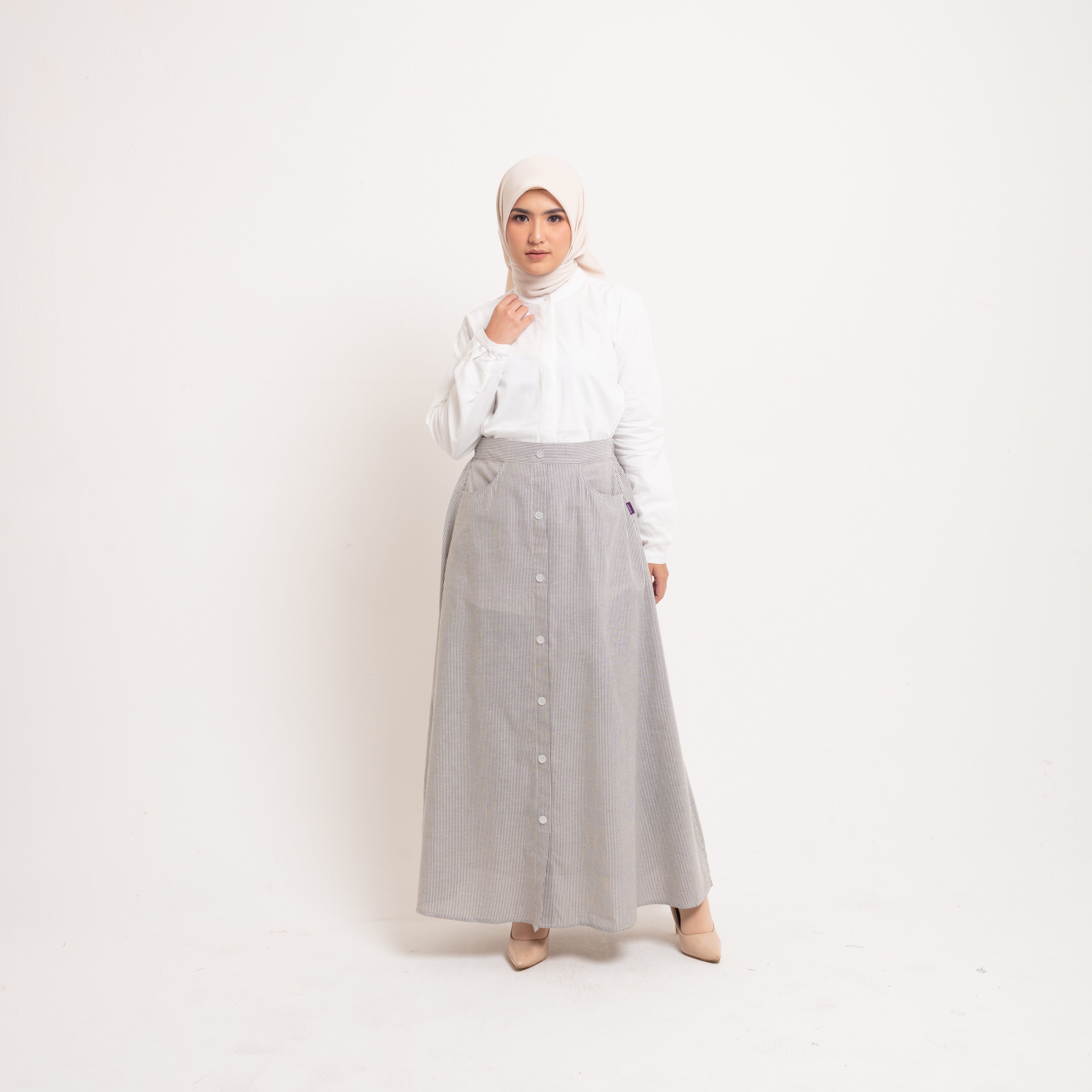 Elzatta Rok Stripe Kancing