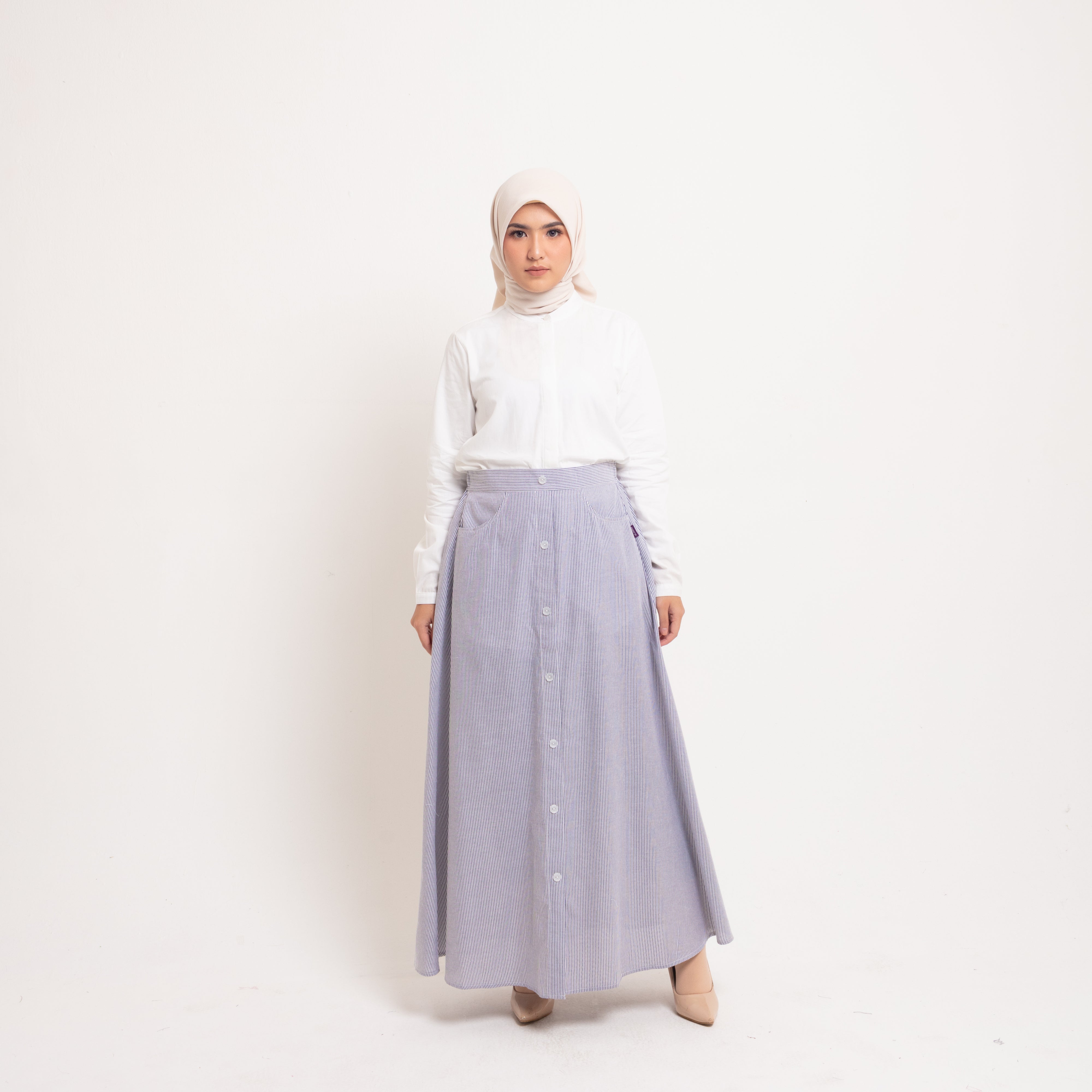 Elzatta Rok Stripe Kancing