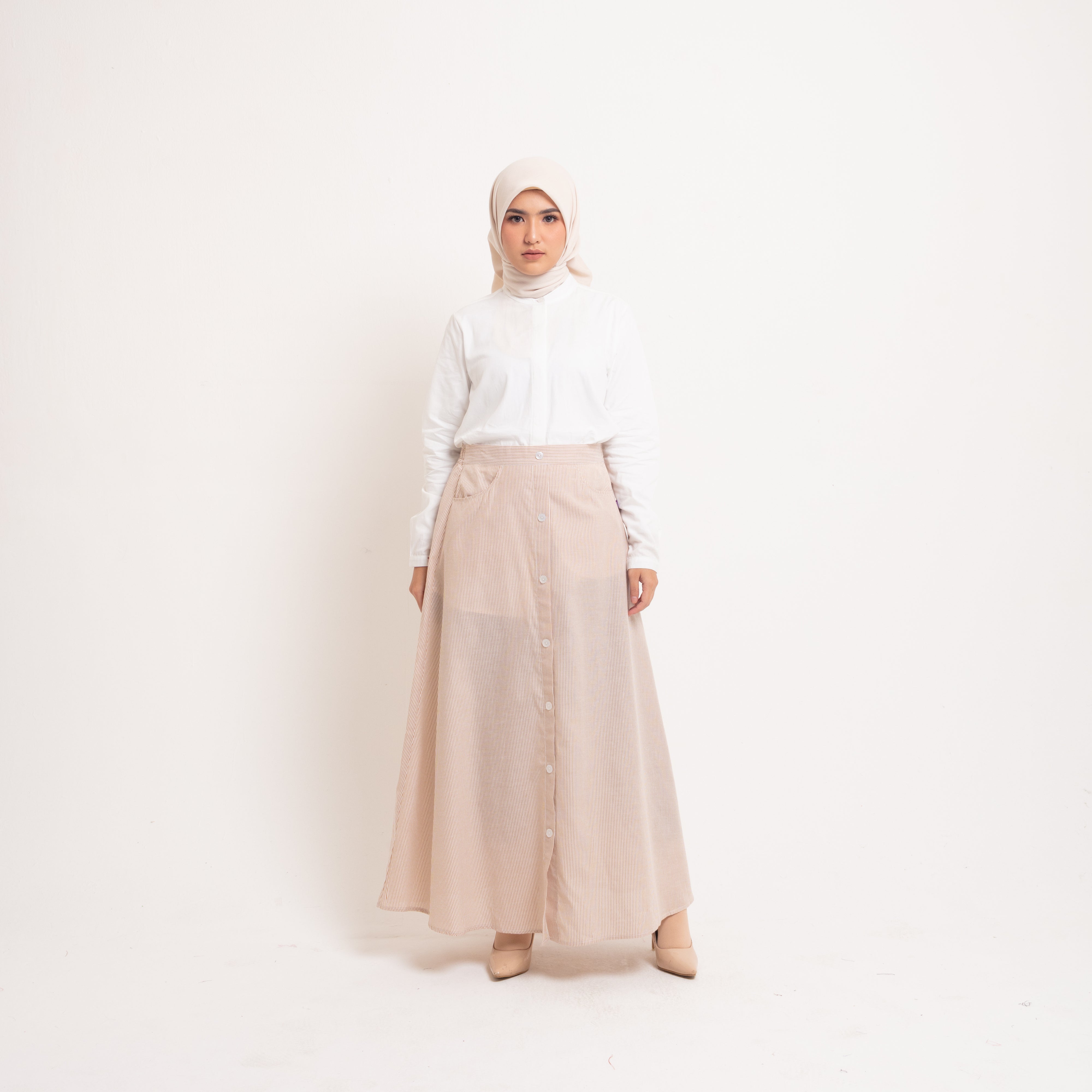 Elzatta Rok Stripe Kancing
