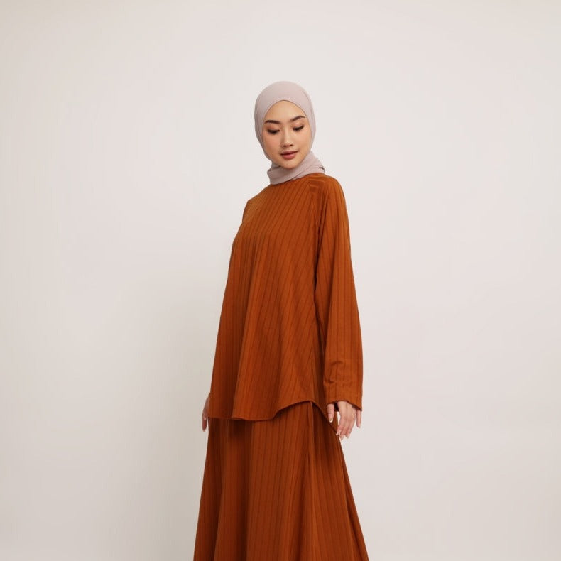 Elzatta Tunik Knitt Stripe - Teracotta