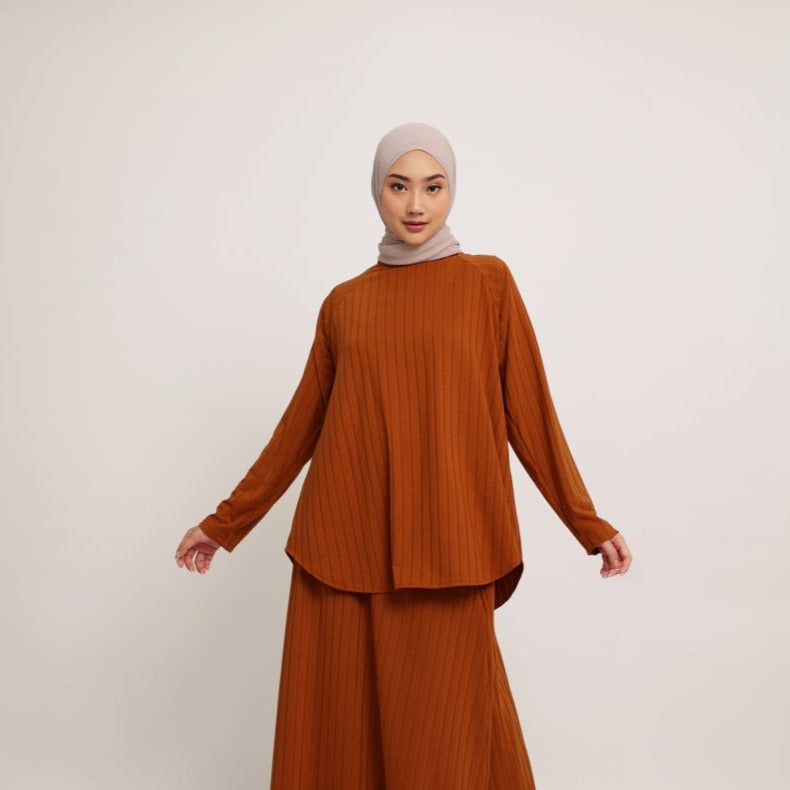 Elzatta Tunik Knitt Stripe - Teracotta