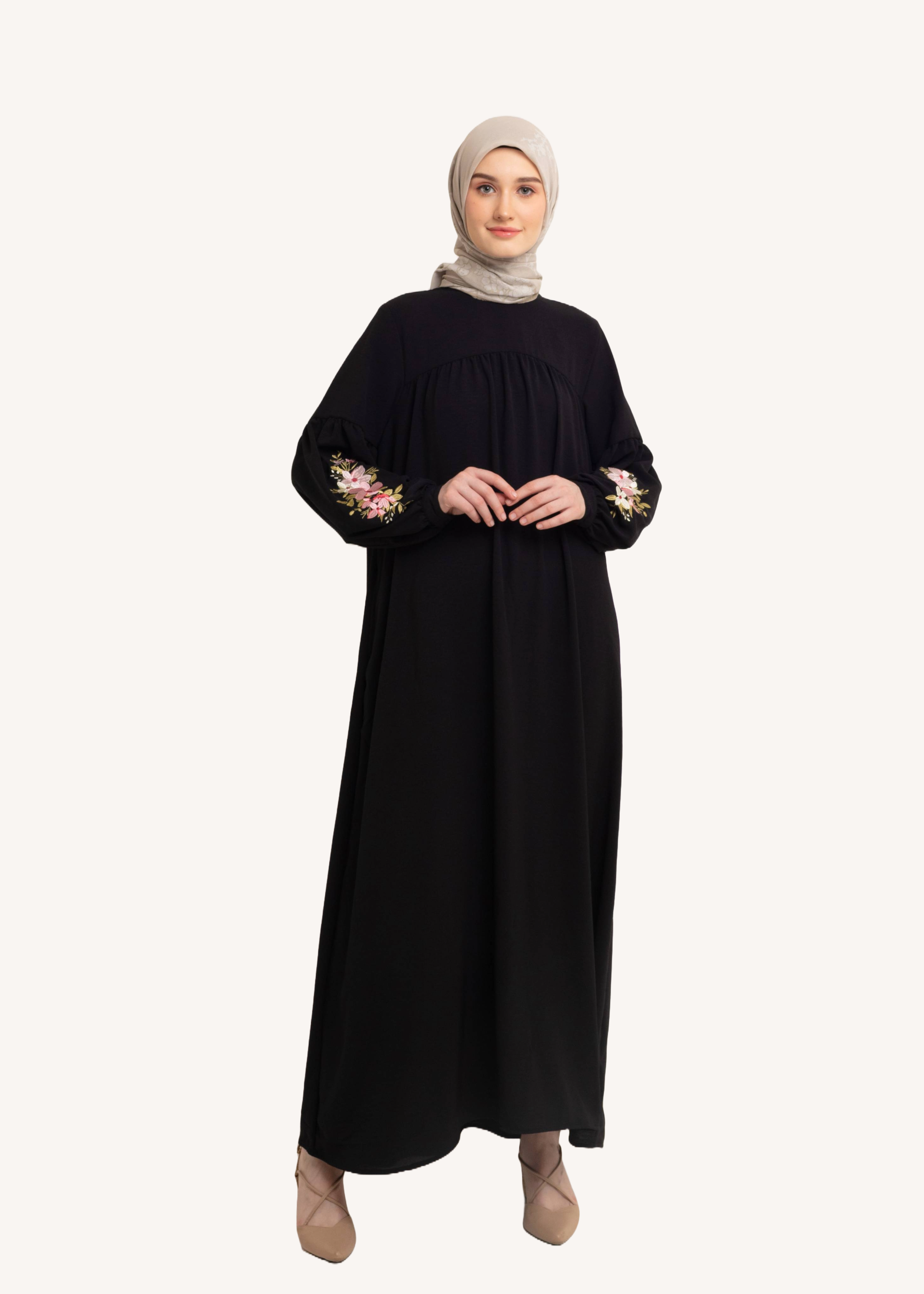 Elzatta Gamis Crinkle Lengan Bordir