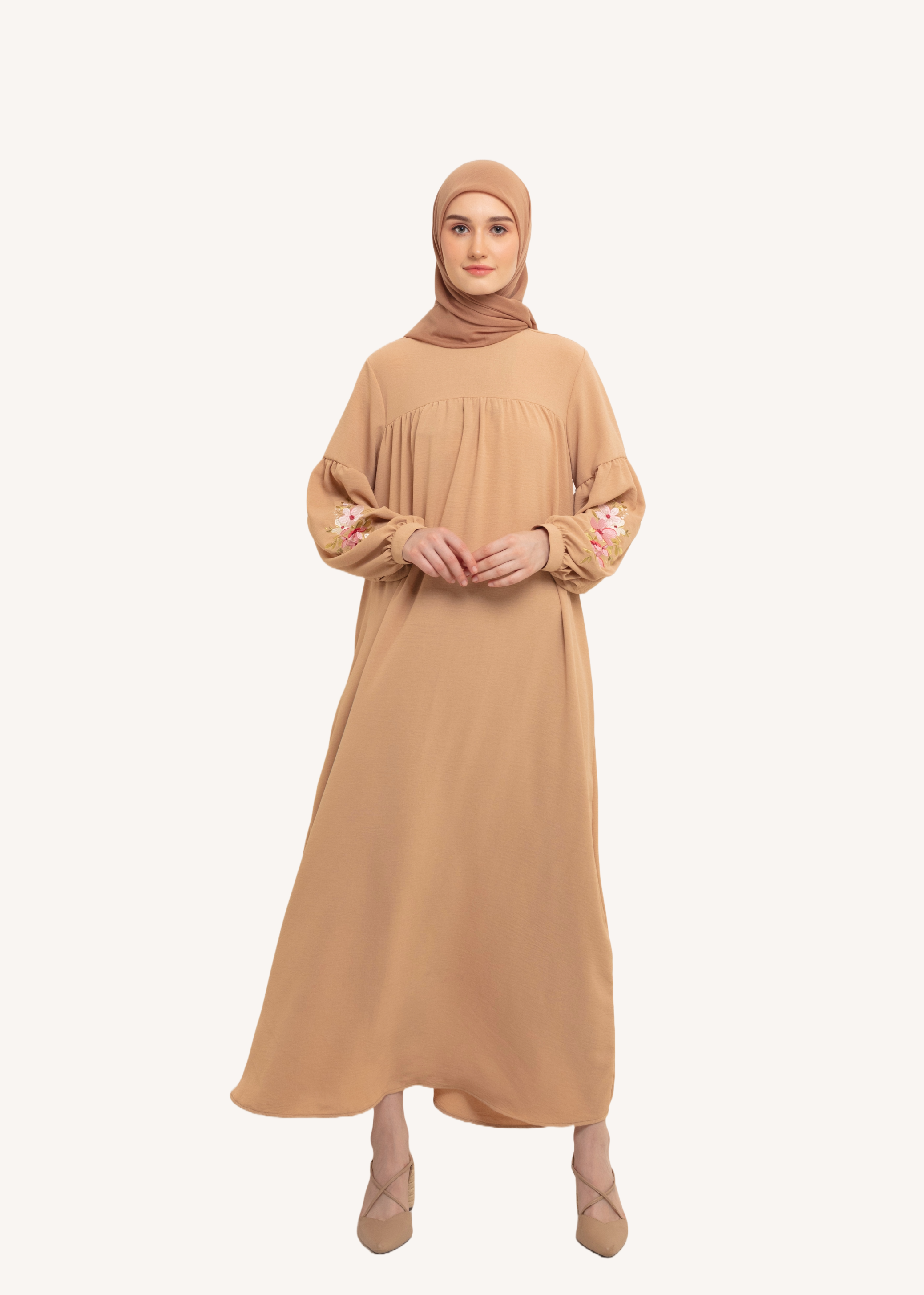 Elzatta Gamis Crinkle Lengan Bordir