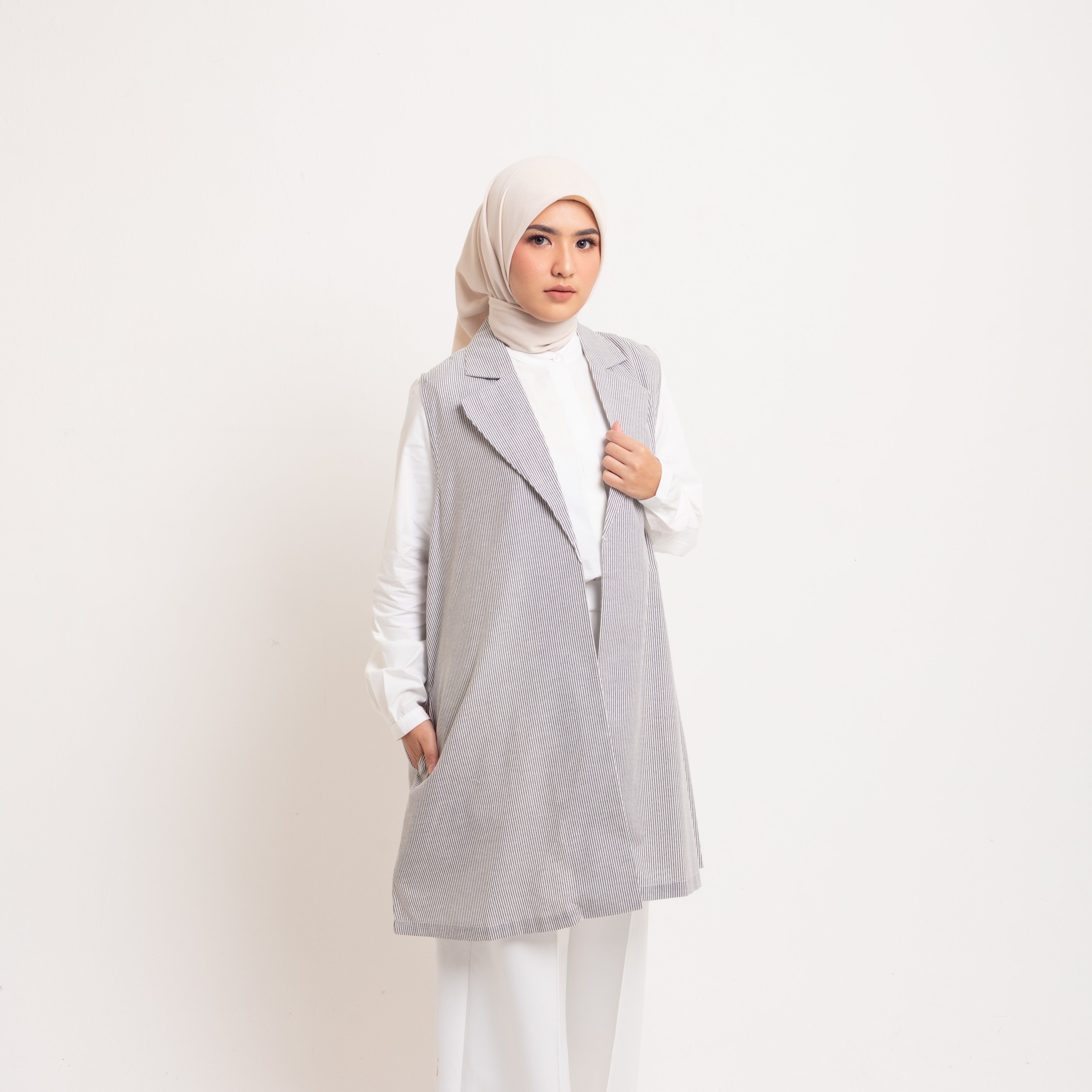 Elzatta Outer Vest Blazer Stripe Embroidary