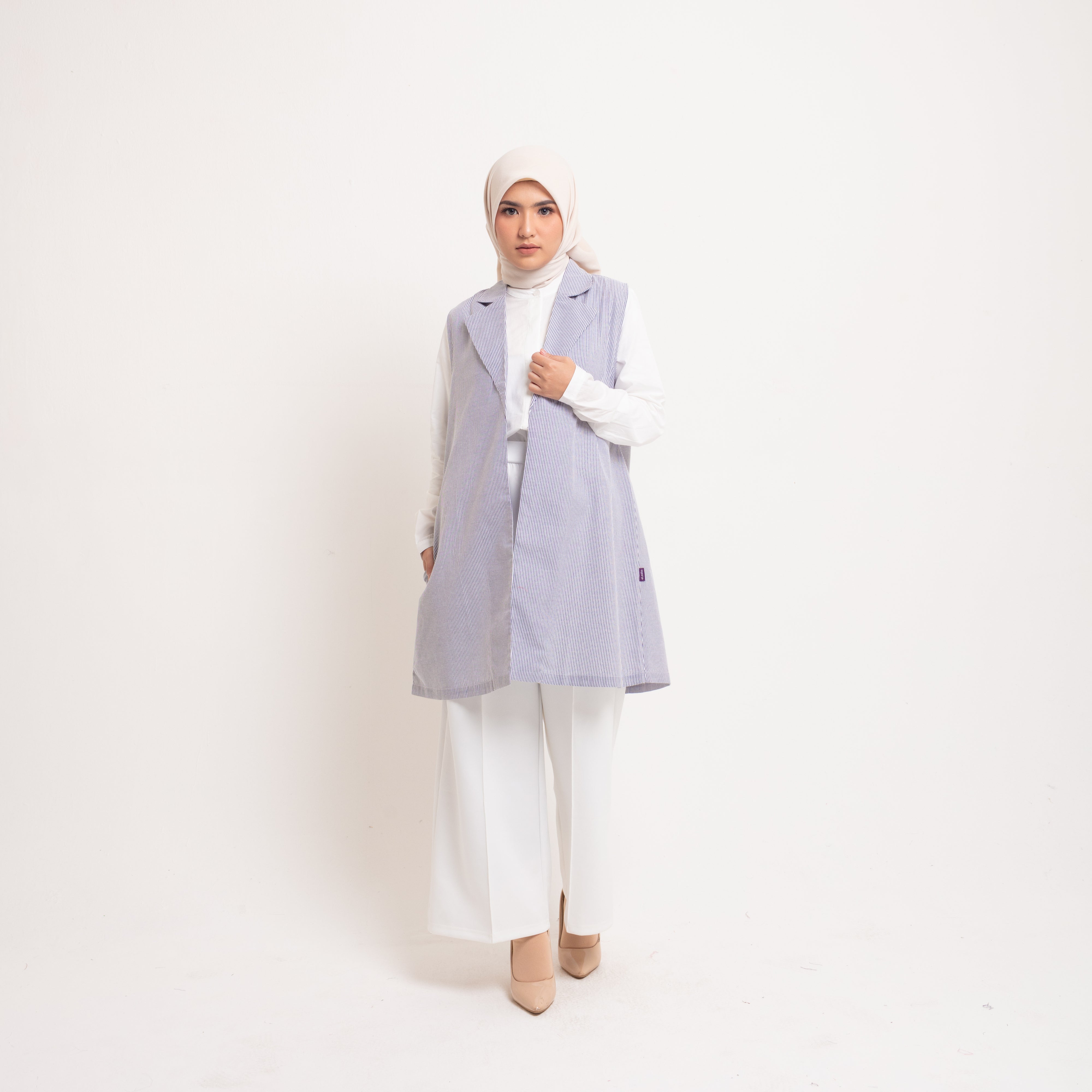Elzatta Outer Vest Blazer Stripe Embroidary