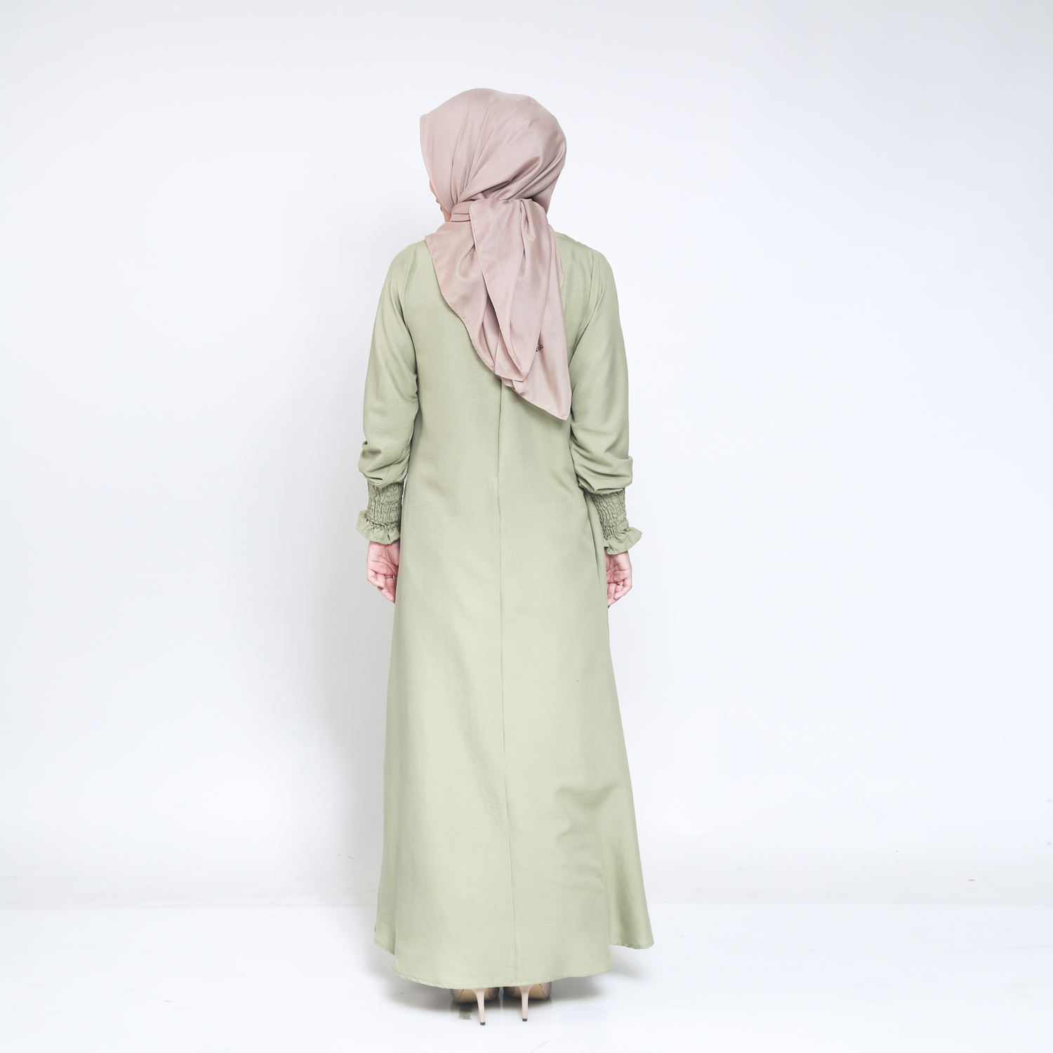 Gamis Manset Smock Crinkle - Sage