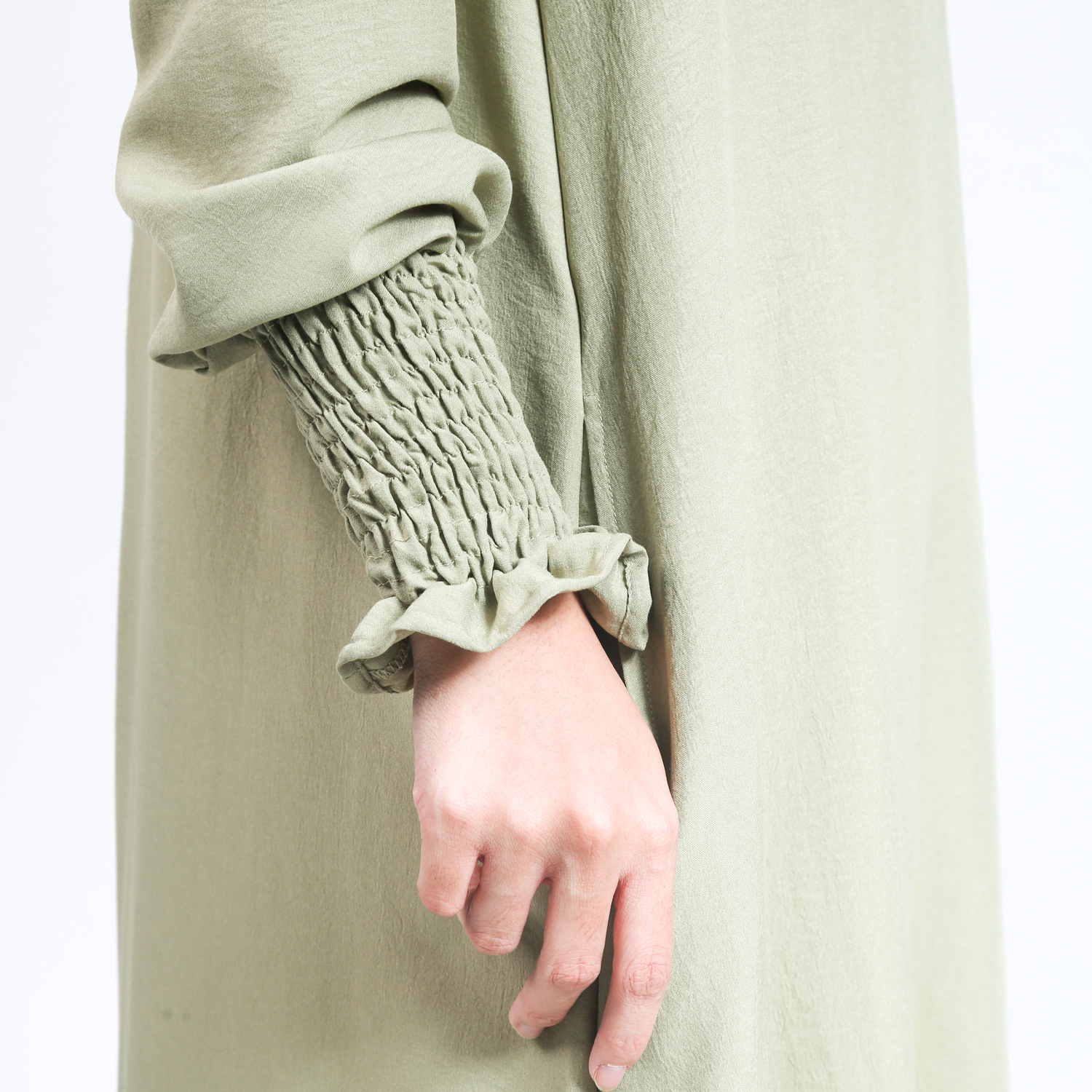 Gamis Manset Smock Crinkle - Sage